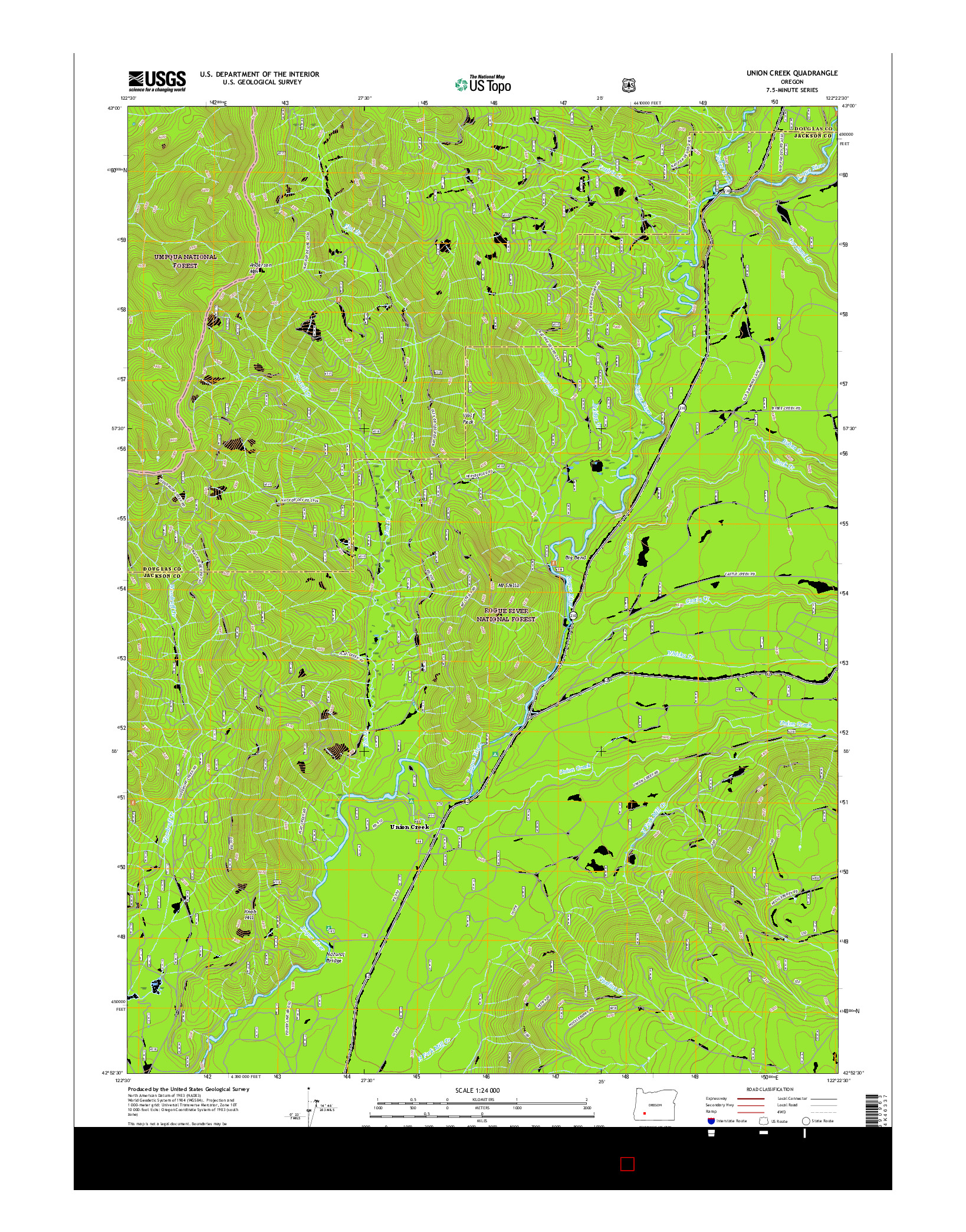 USGS US TOPO 7.5-MINUTE MAP FOR UNION CREEK, OR 2017