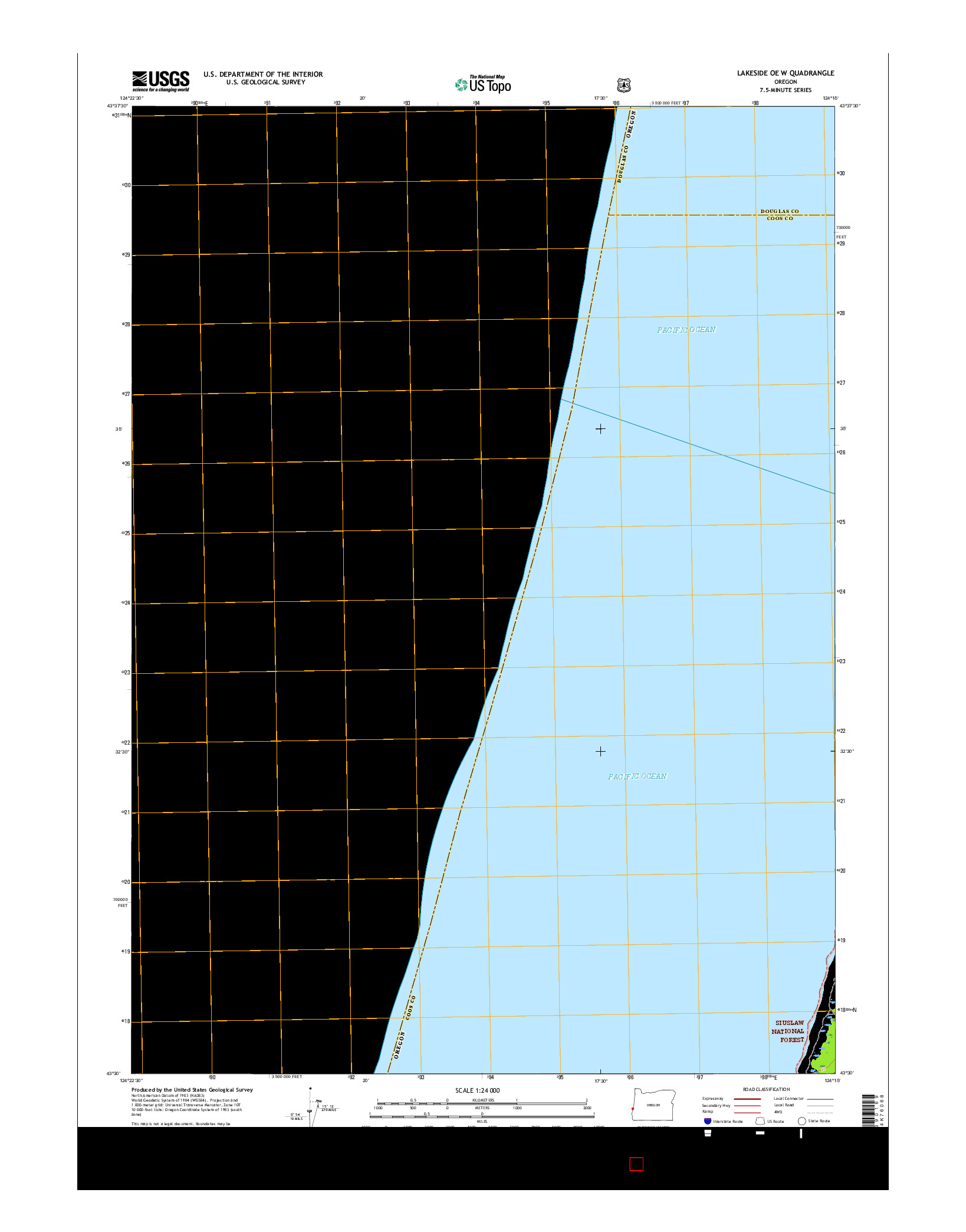 USGS US TOPO 7.5-MINUTE MAP FOR LAKESIDE OE W, OR 2017