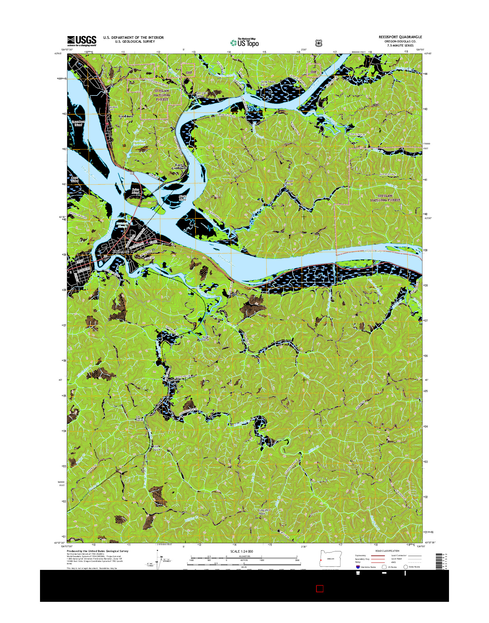USGS US TOPO 7.5-MINUTE MAP FOR REEDSPORT, OR 2017