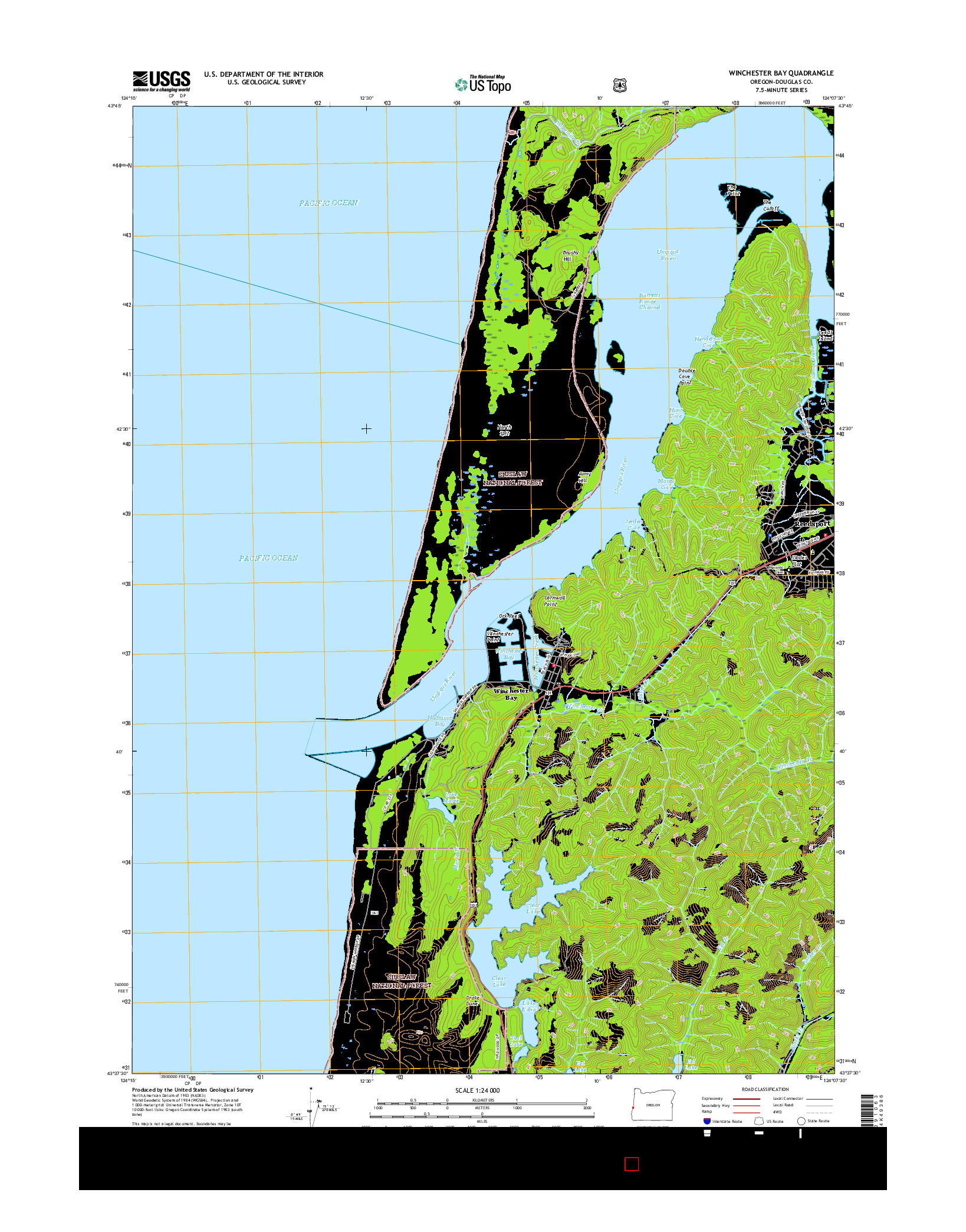 USGS US TOPO 7.5-MINUTE MAP FOR WINCHESTER BAY, OR 2017