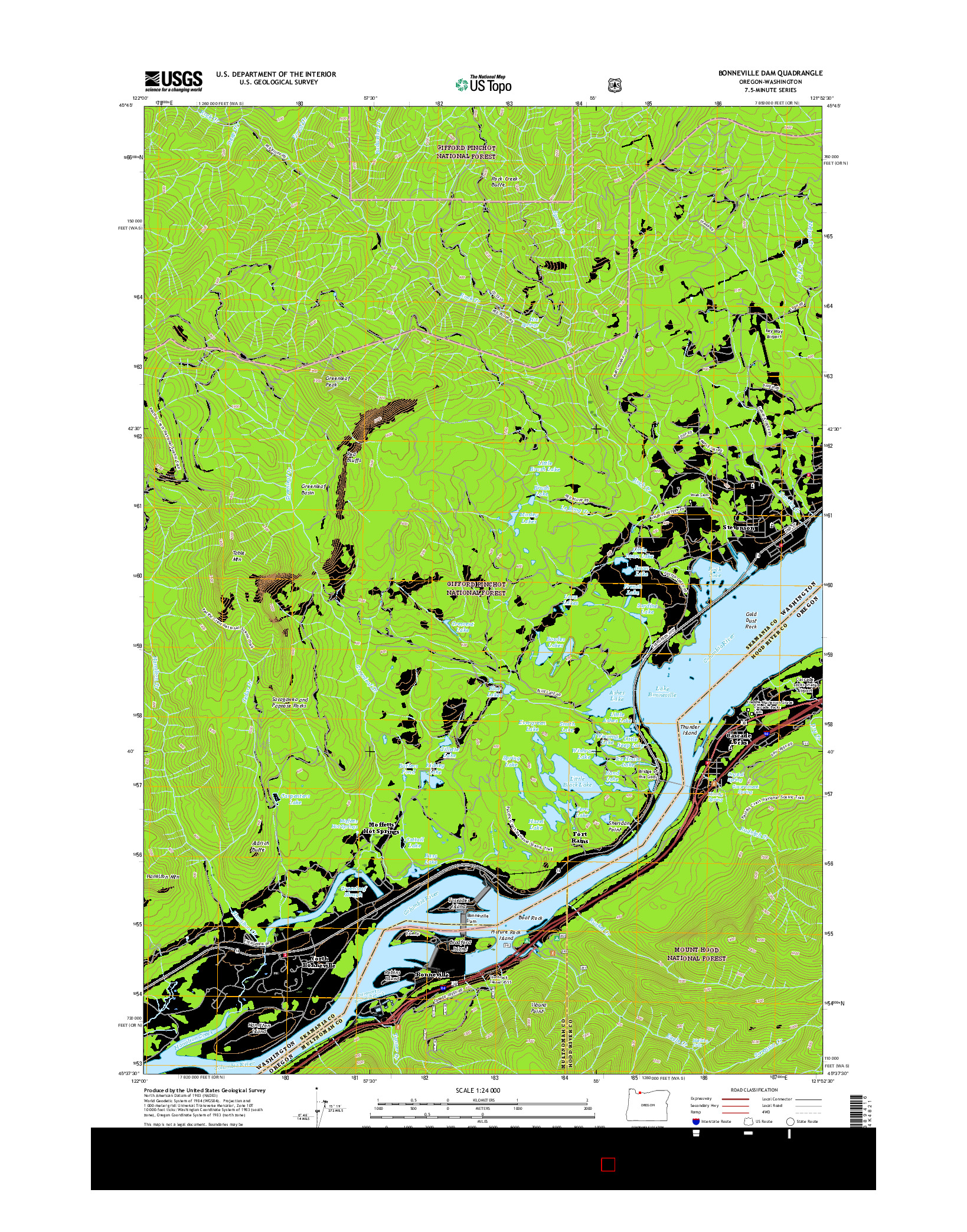 USGS US TOPO 7.5-MINUTE MAP FOR BONNEVILLE DAM, OR-WA 2017