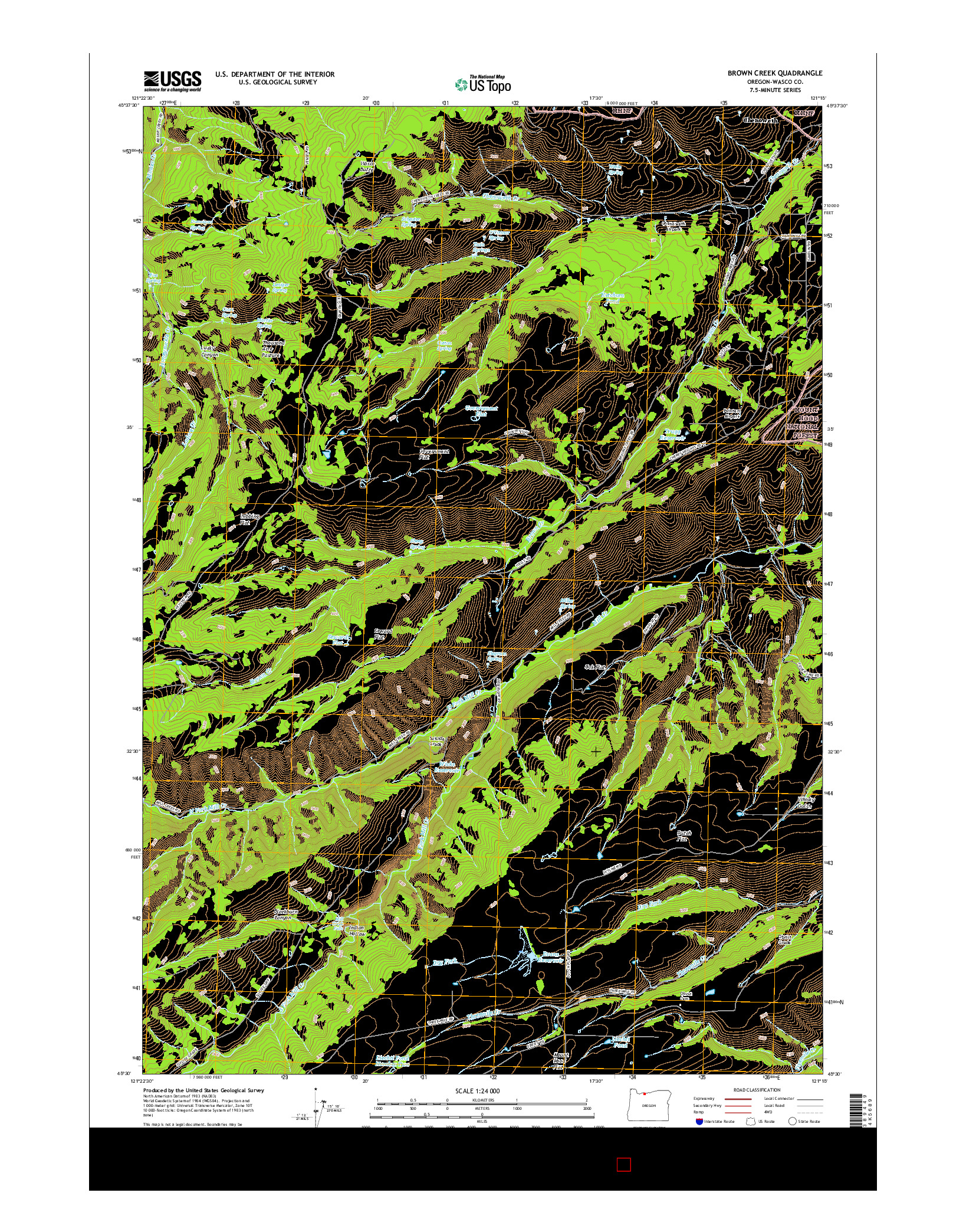 USGS US TOPO 7.5-MINUTE MAP FOR BROWN CREEK, OR 2017