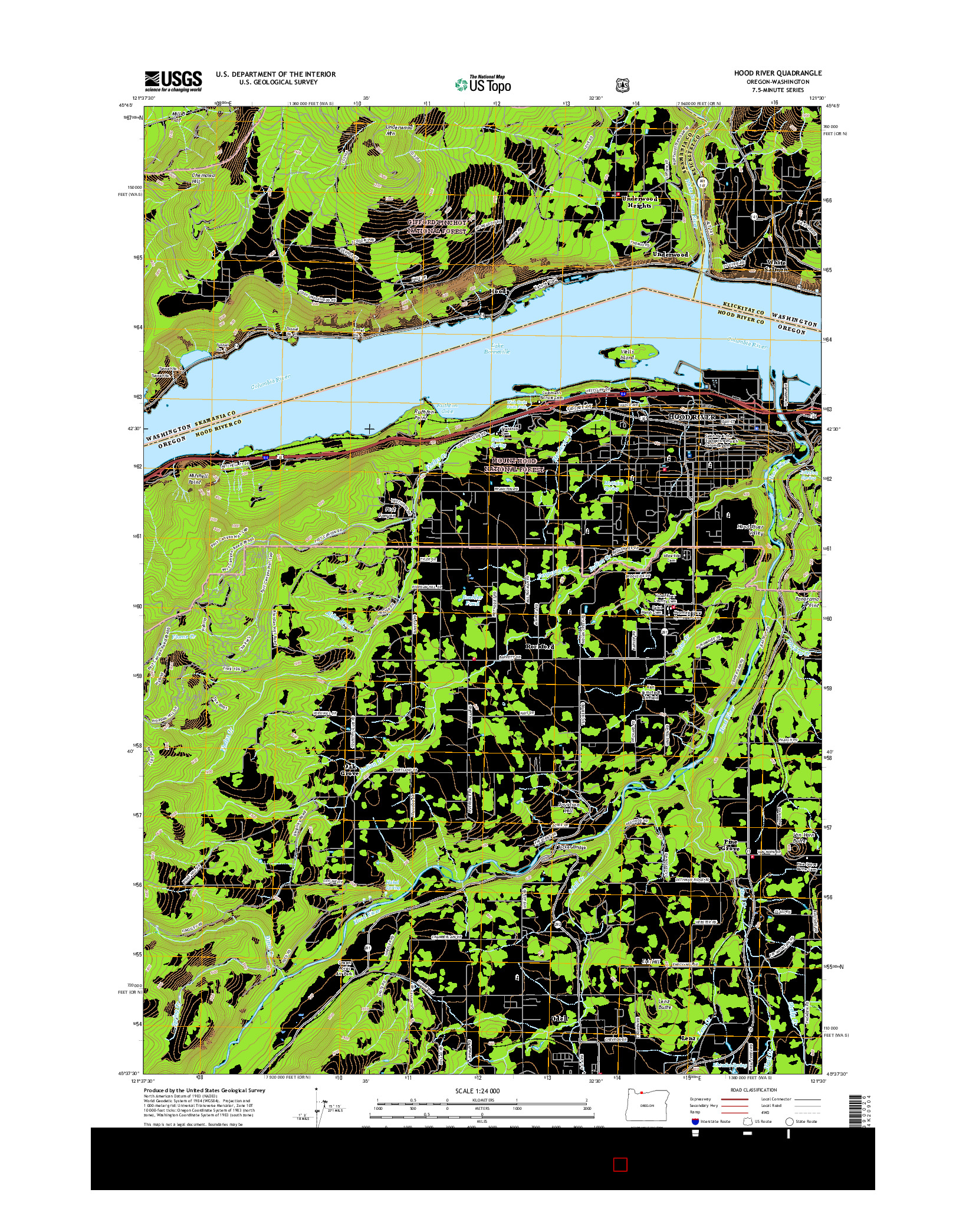 USGS US TOPO 7.5-MINUTE MAP FOR HOOD RIVER, OR-WA 2017