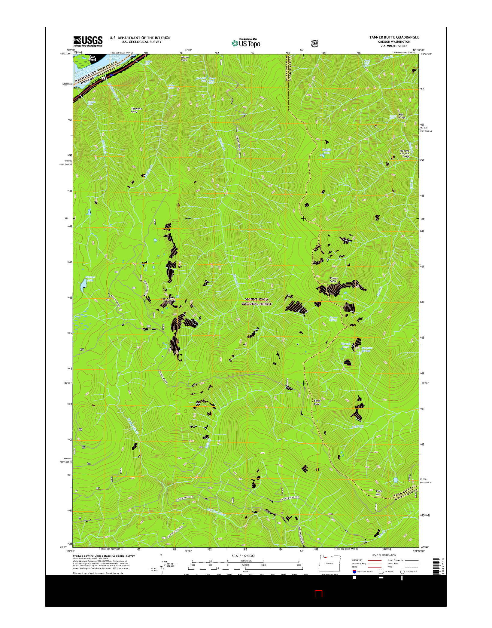 USGS US TOPO 7.5-MINUTE MAP FOR TANNER BUTTE, OR-WA 2017