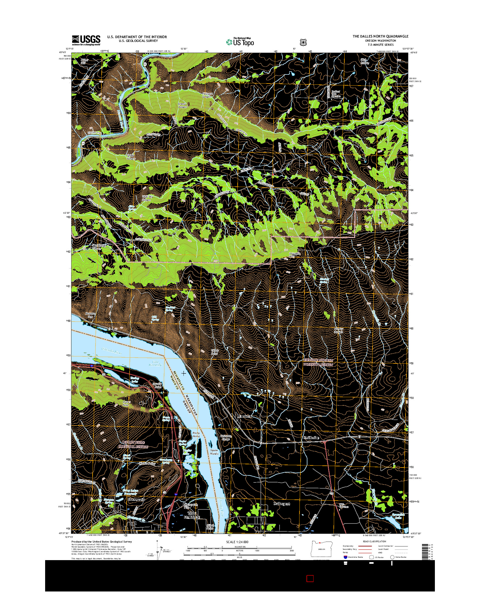 USGS US TOPO 7.5-MINUTE MAP FOR THE DALLES NORTH, OR-WA 2017