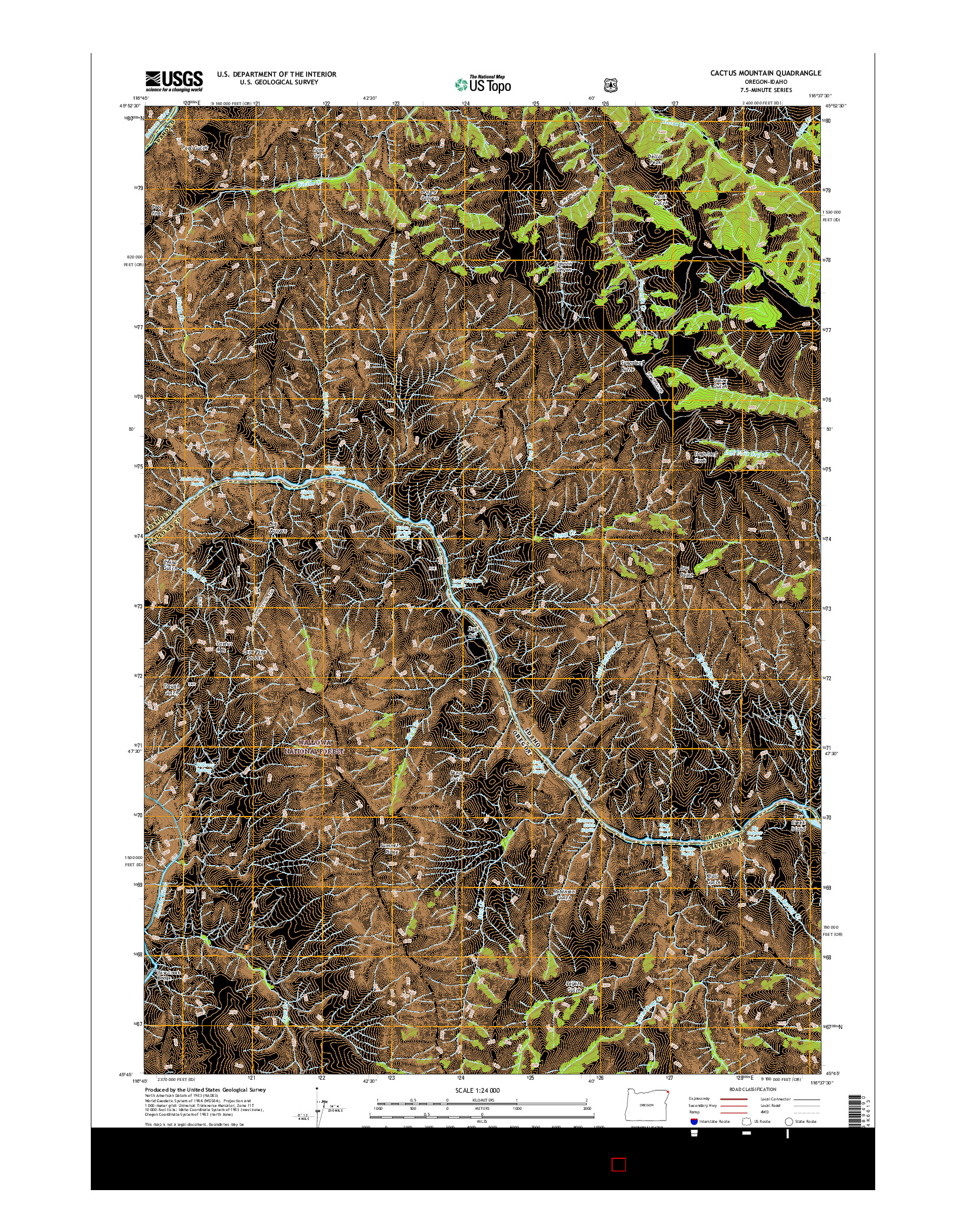 USGS US TOPO 7.5-MINUTE MAP FOR CACTUS MOUNTAIN, OR-ID 2017