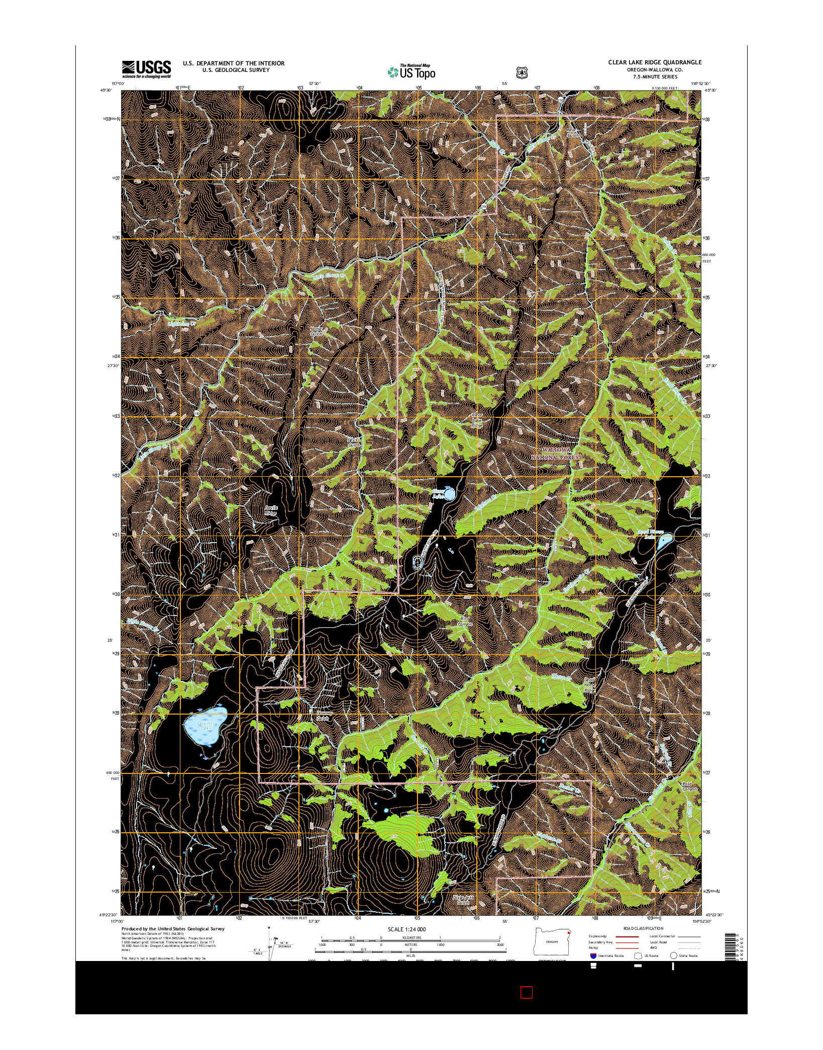 USGS US TOPO 7.5-MINUTE MAP FOR CLEAR LAKE RIDGE, OR 2017