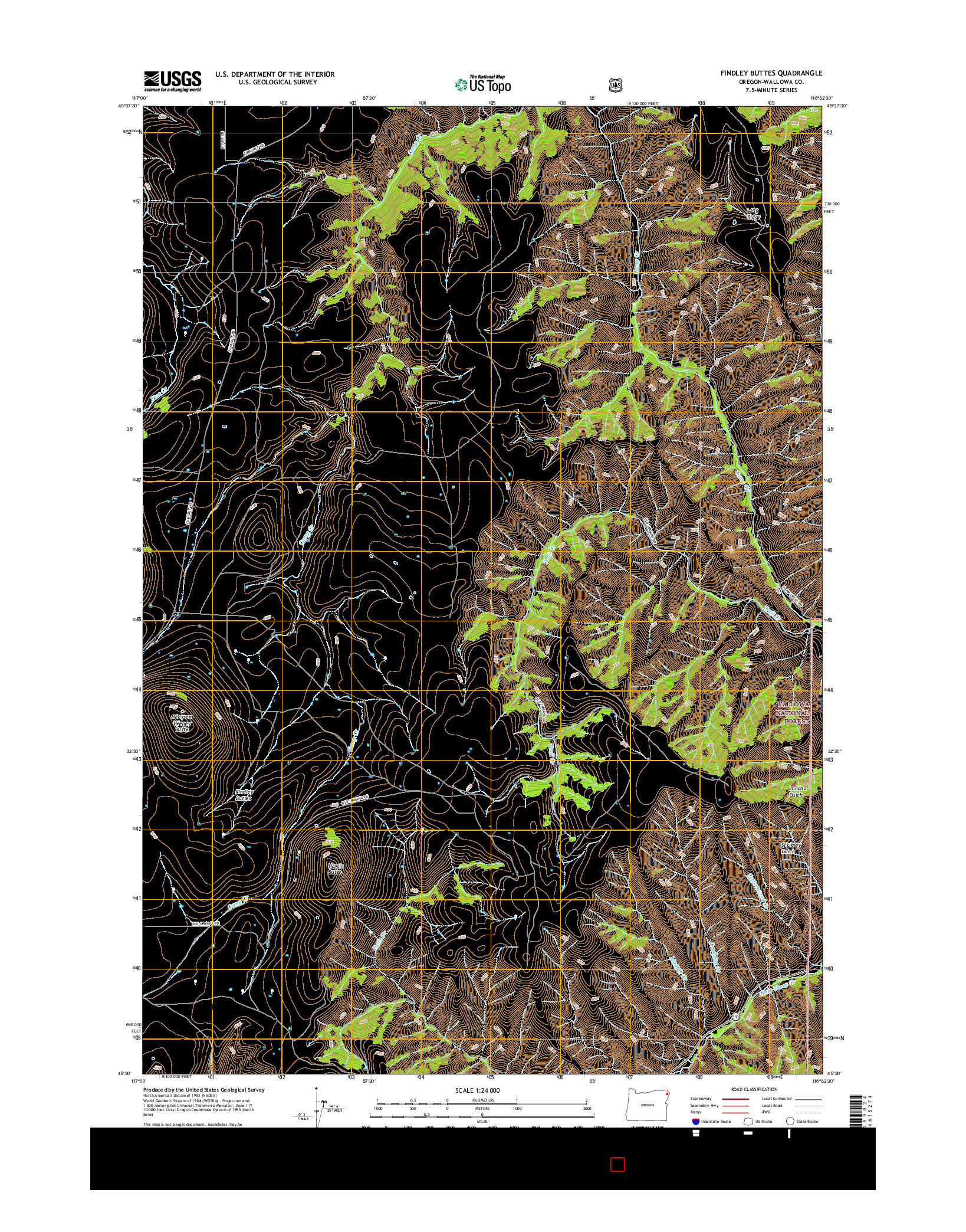 USGS US TOPO 7.5-MINUTE MAP FOR FINDLEY BUTTES, OR 2017