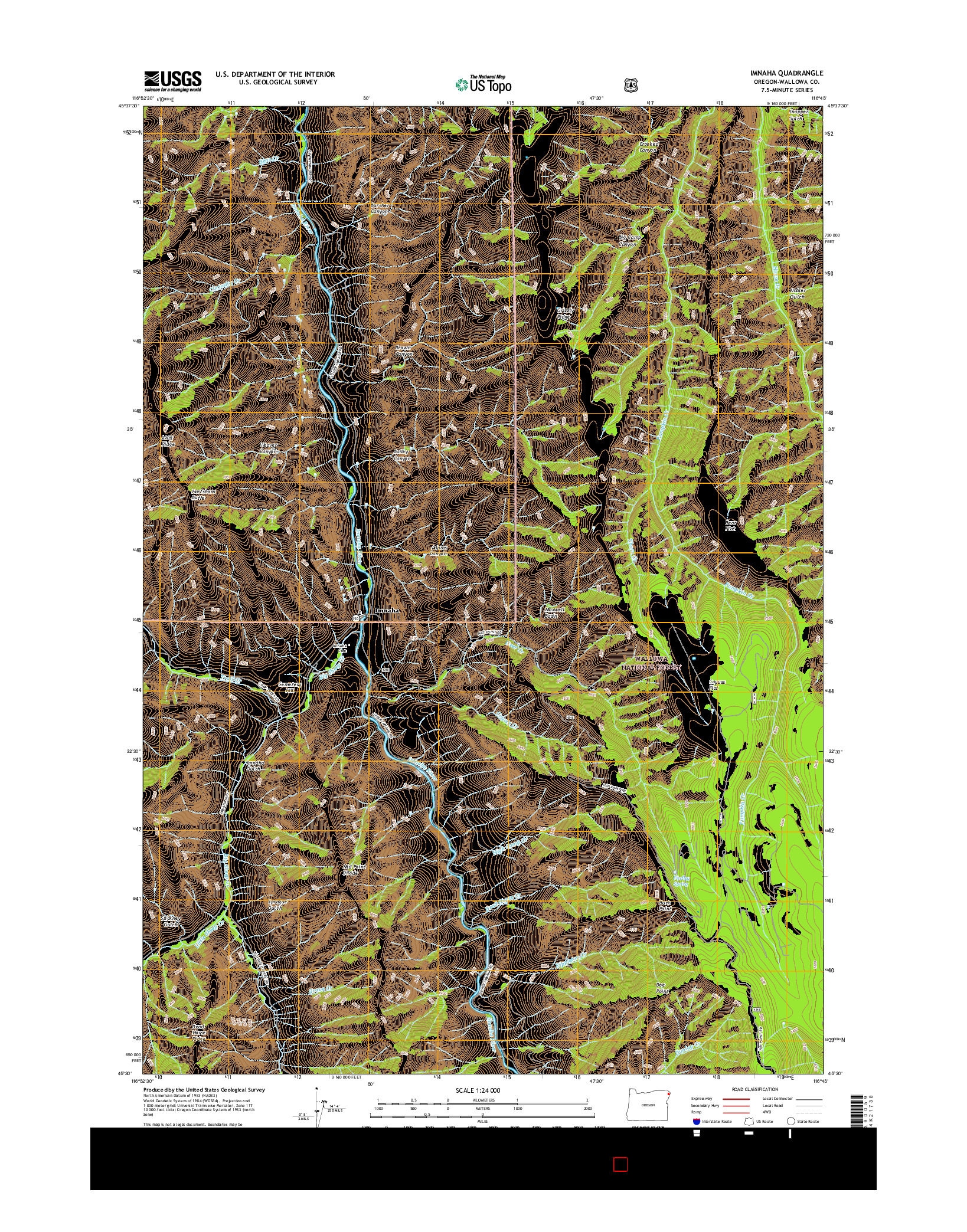 USGS US TOPO 7.5-MINUTE MAP FOR IMNAHA, OR 2017