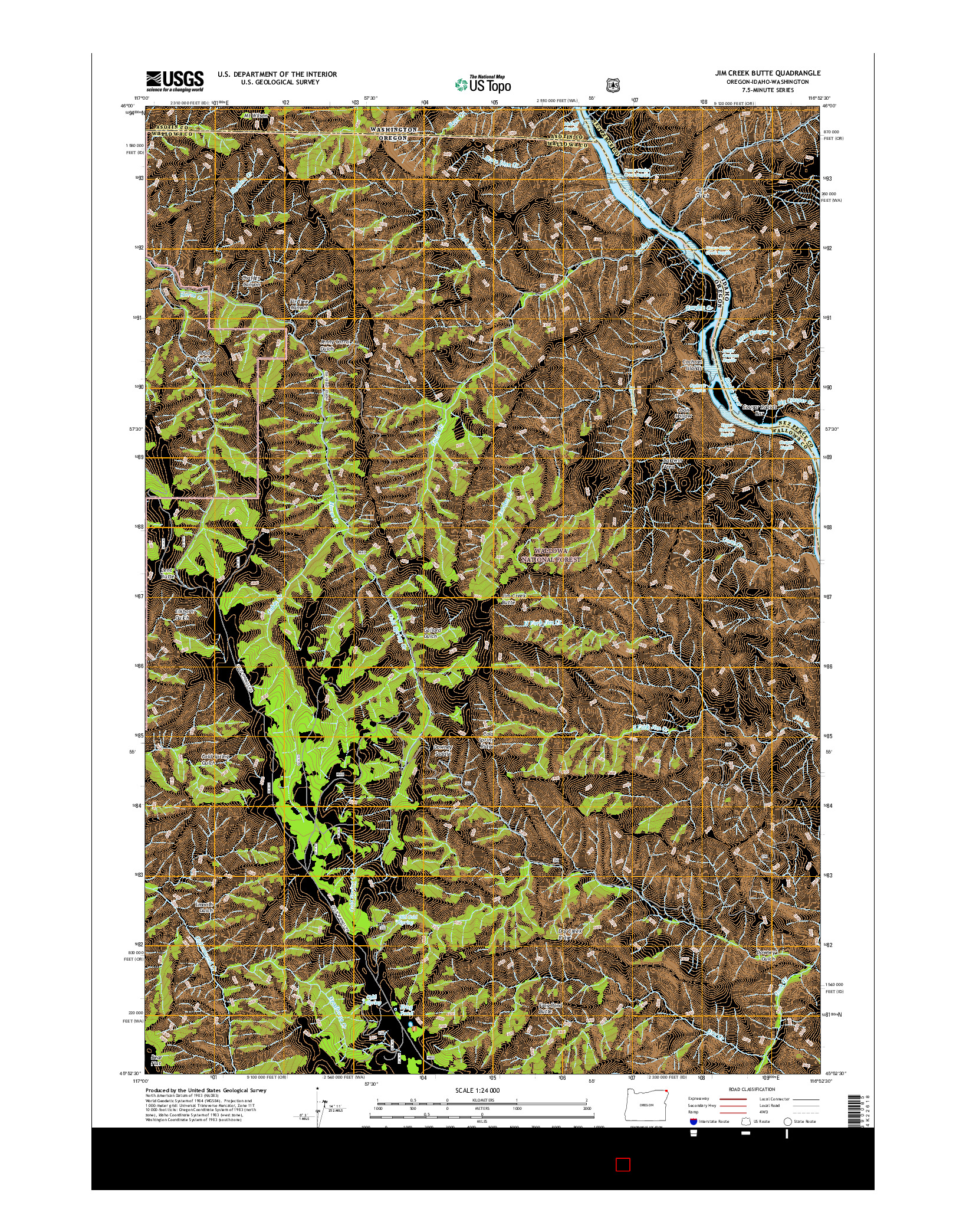 USGS US TOPO 7.5-MINUTE MAP FOR JIM CREEK BUTTE, OR-ID-WA 2017