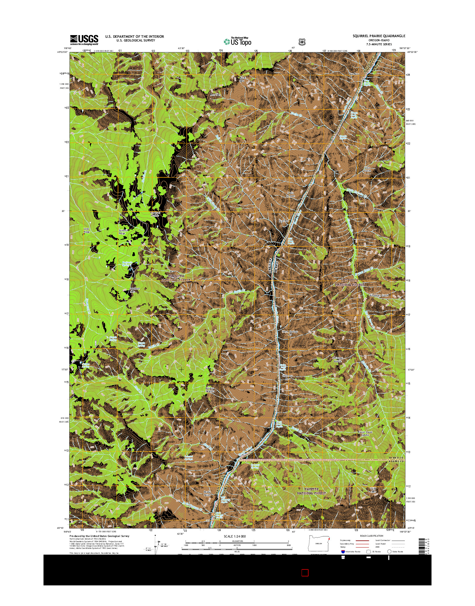 USGS US TOPO 7.5-MINUTE MAP FOR SQUIRREL PRAIRIE, OR-ID 2017