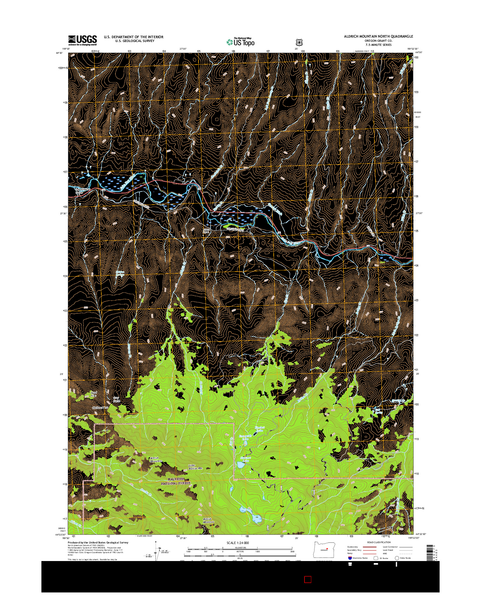USGS US TOPO 7.5-MINUTE MAP FOR ALDRICH MOUNTAIN NORTH, OR 2017