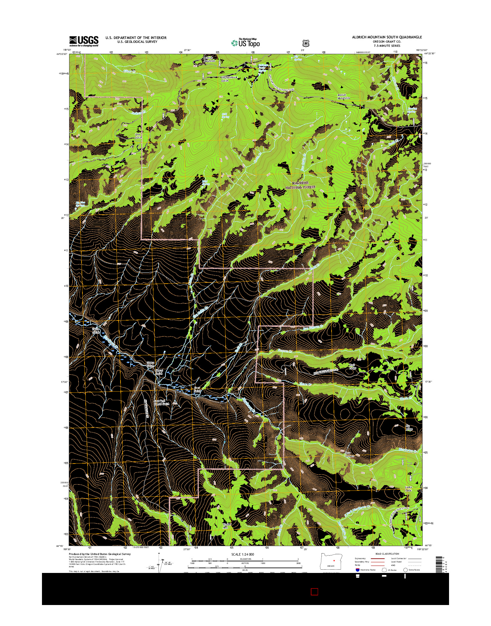 USGS US TOPO 7.5-MINUTE MAP FOR ALDRICH MOUNTAIN SOUTH, OR 2017