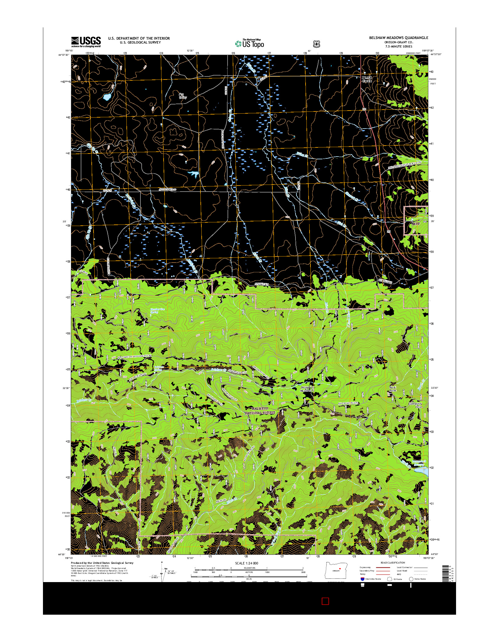 USGS US TOPO 7.5-MINUTE MAP FOR BELSHAW MEADOWS, OR 2017