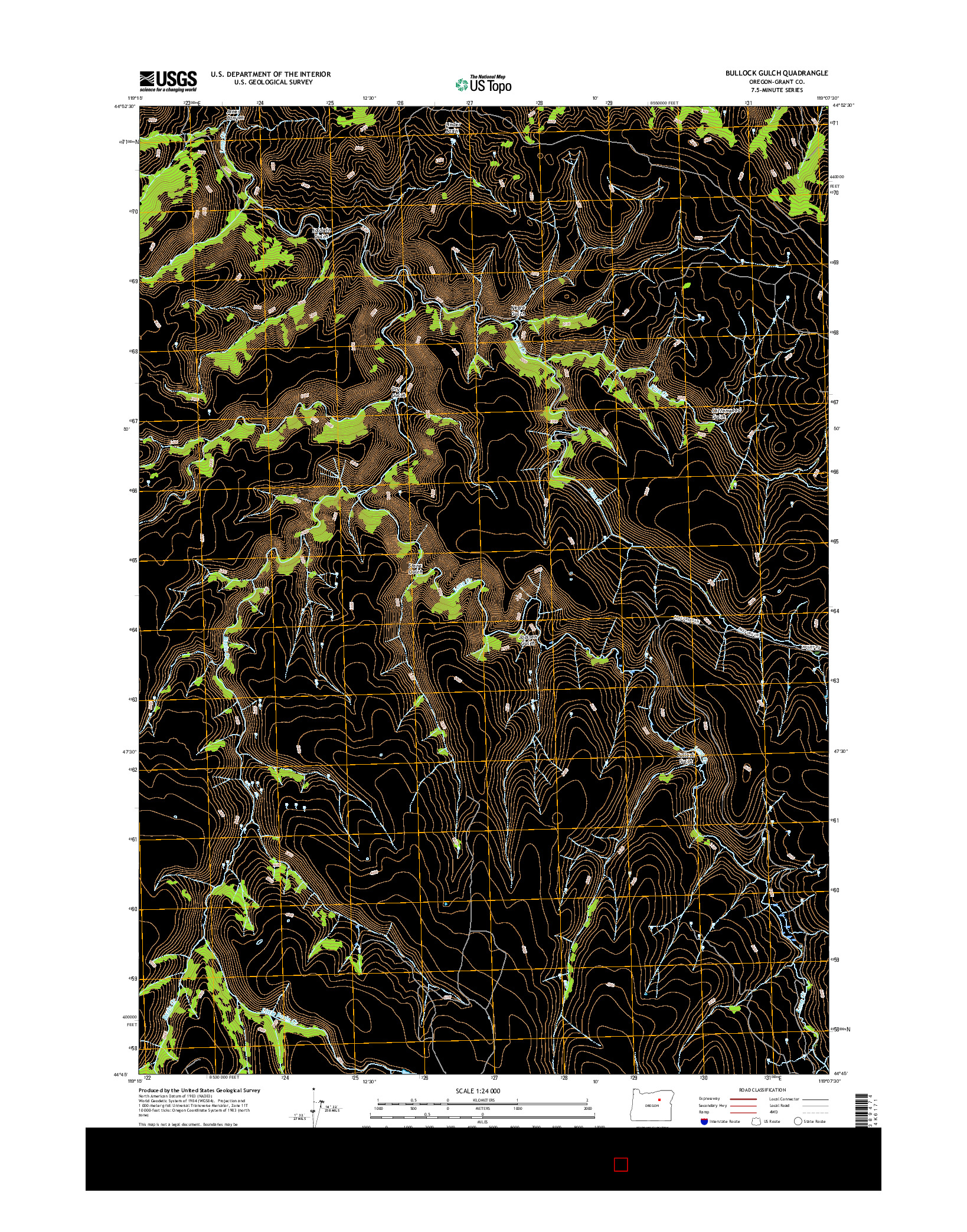USGS US TOPO 7.5-MINUTE MAP FOR BULLOCK GULCH, OR 2017
