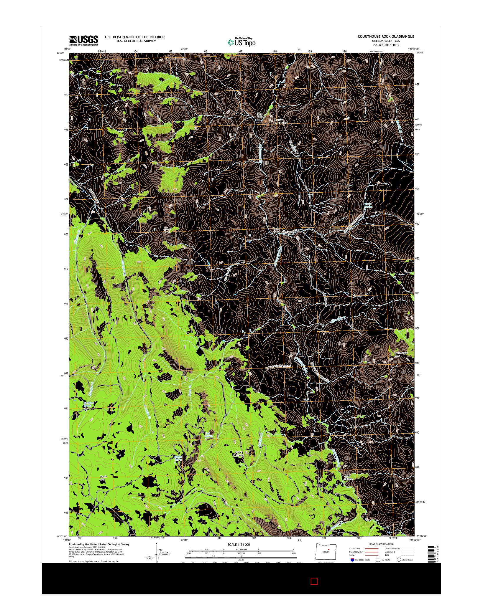 USGS US TOPO 7.5-MINUTE MAP FOR COURTHOUSE ROCK, OR 2017