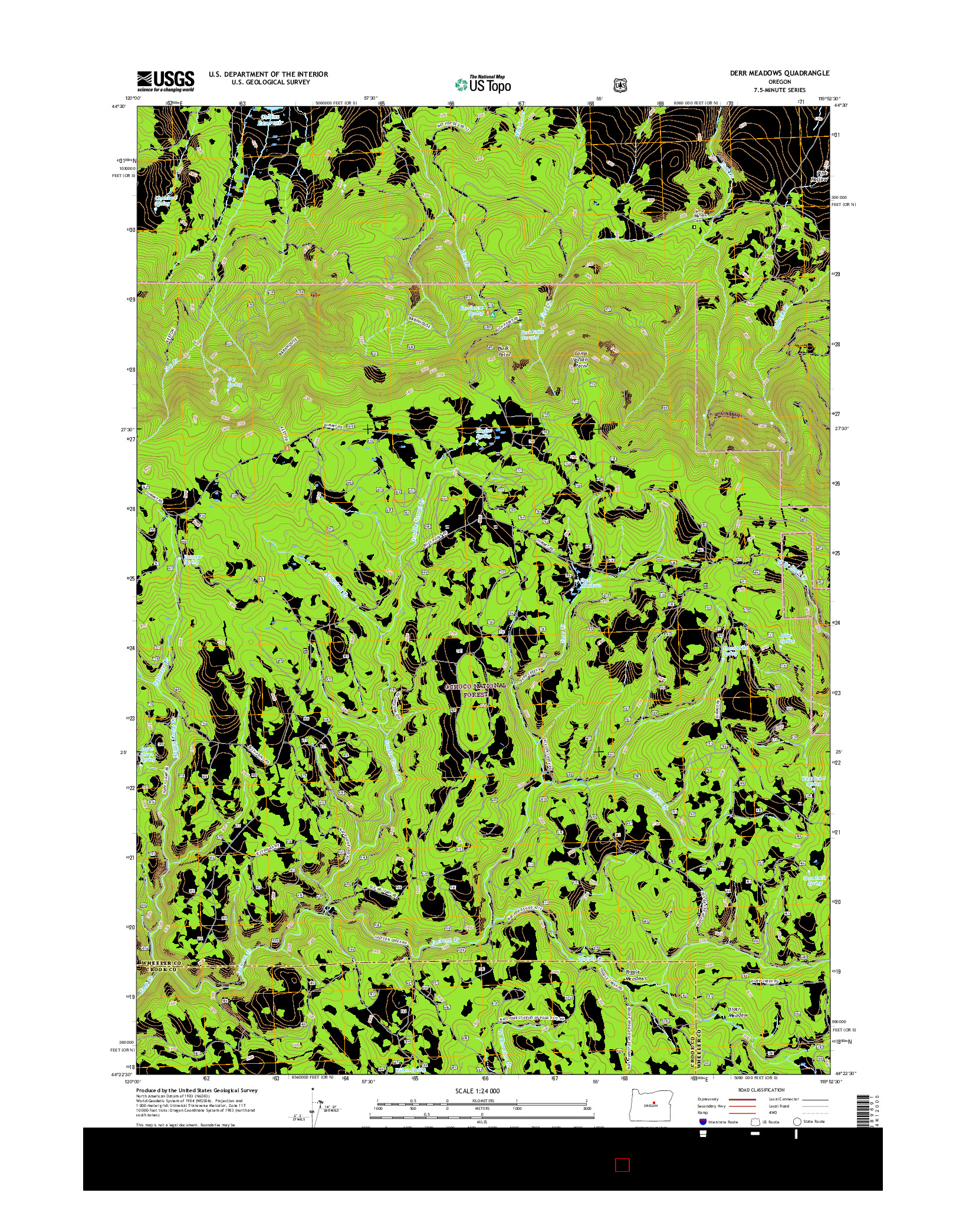 USGS US TOPO 7.5-MINUTE MAP FOR DERR MEADOWS, OR 2017