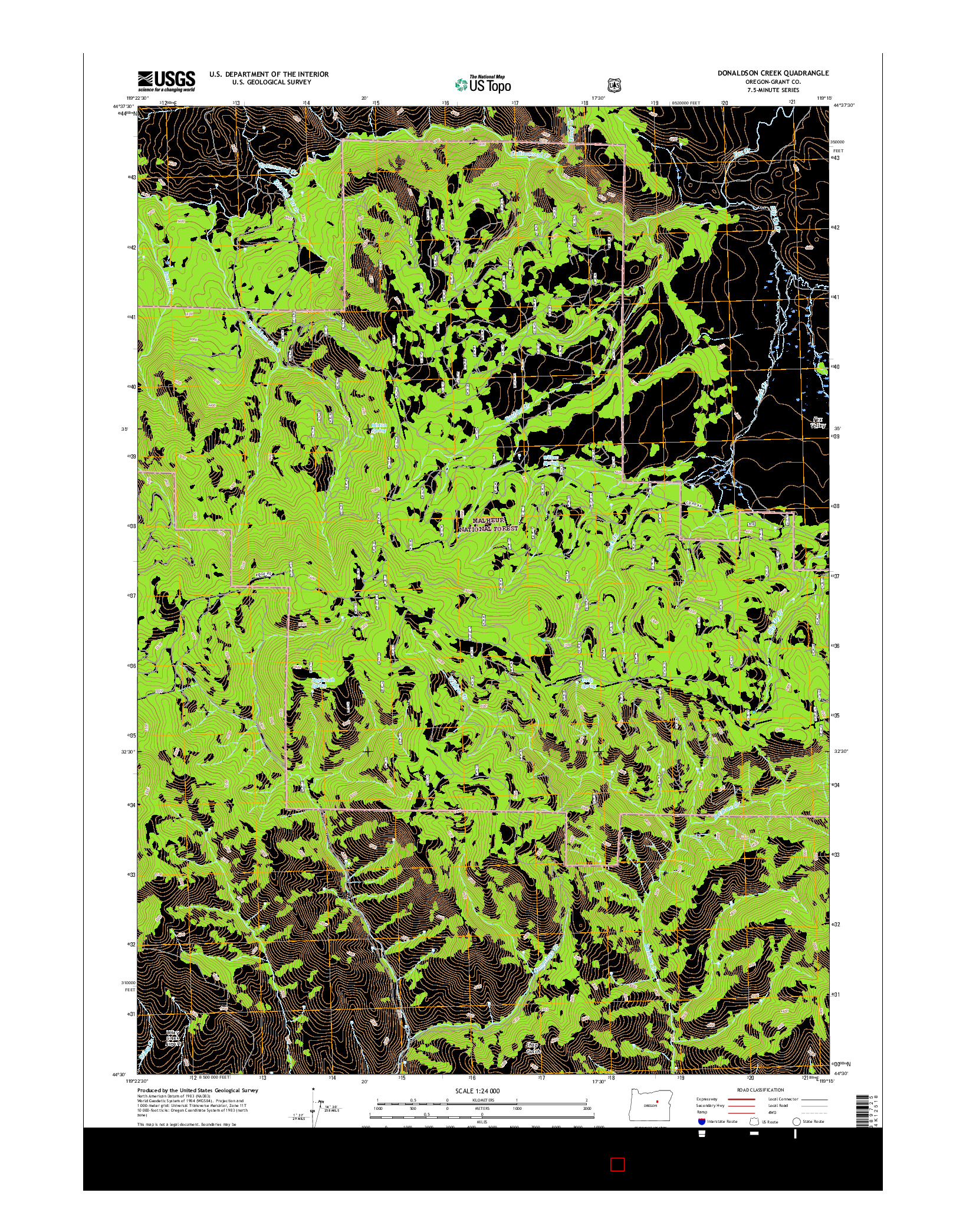 USGS US TOPO 7.5-MINUTE MAP FOR DONALDSON CREEK, OR 2017