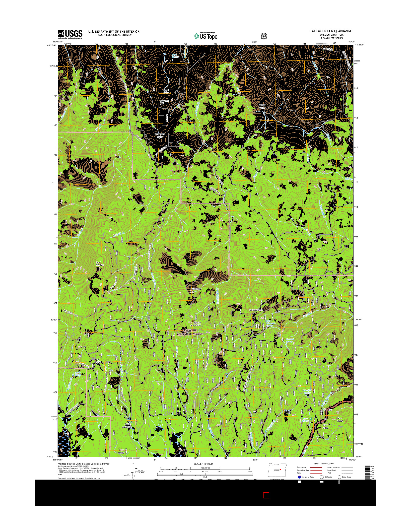 USGS US TOPO 7.5-MINUTE MAP FOR FALL MOUNTAIN, OR 2017