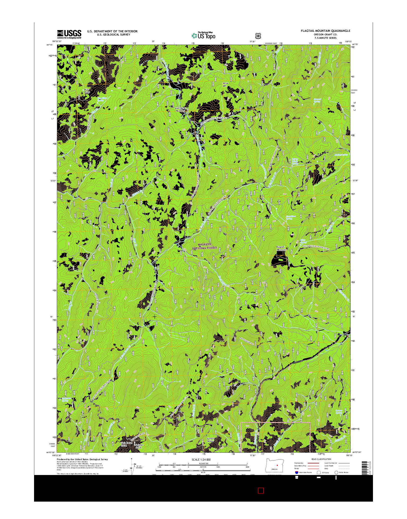 USGS US TOPO 7.5-MINUTE MAP FOR FLAGTAIL MOUNTAIN, OR 2017