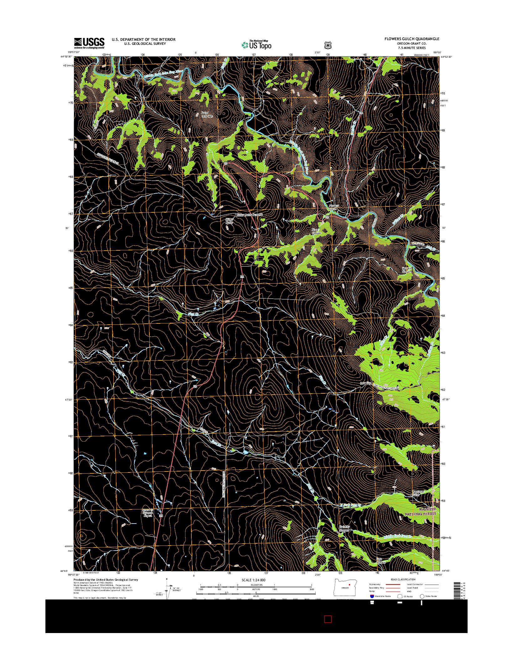 USGS US TOPO 7.5-MINUTE MAP FOR FLOWERS GULCH, OR 2017
