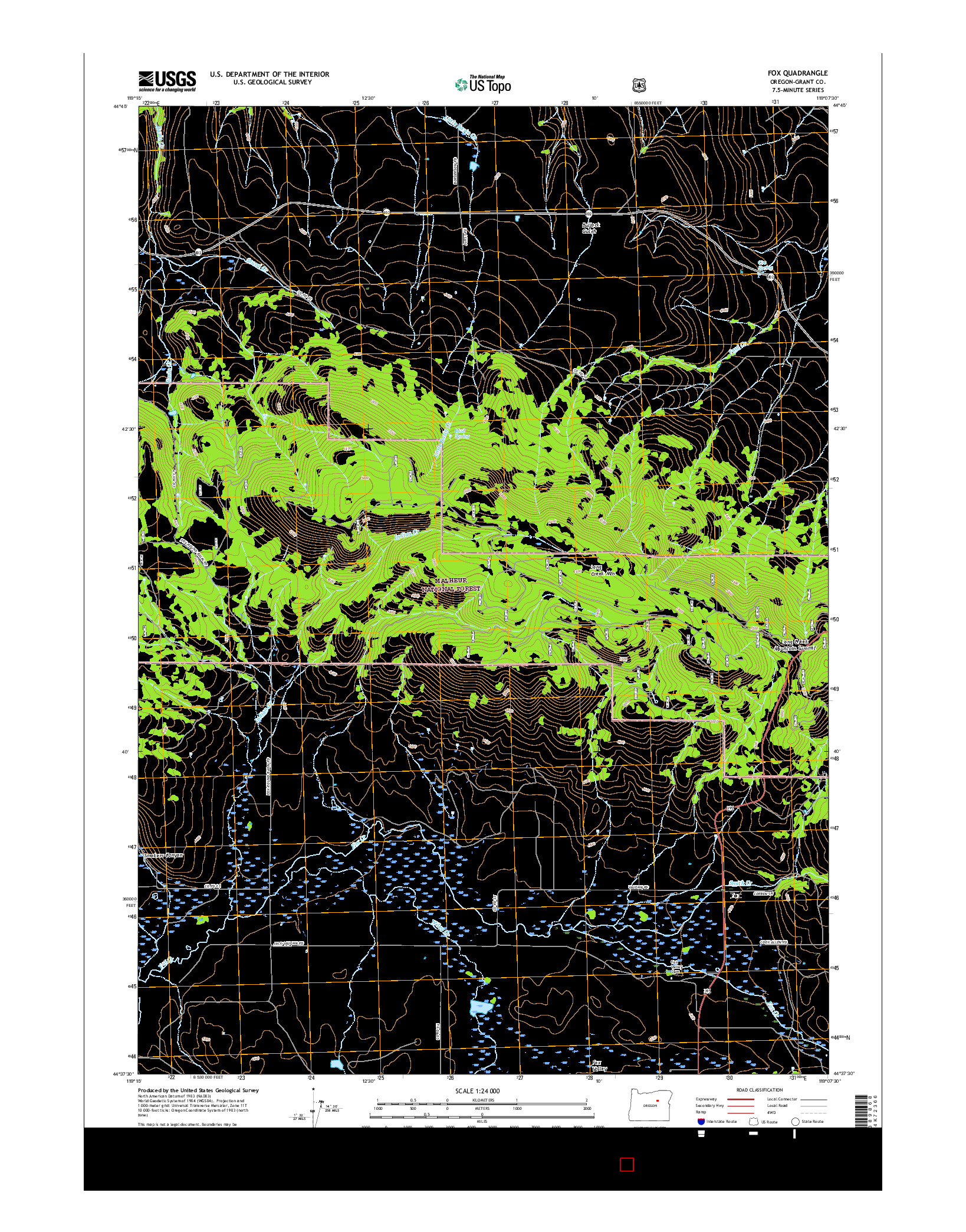 USGS US TOPO 7.5-MINUTE MAP FOR FOX, OR 2017