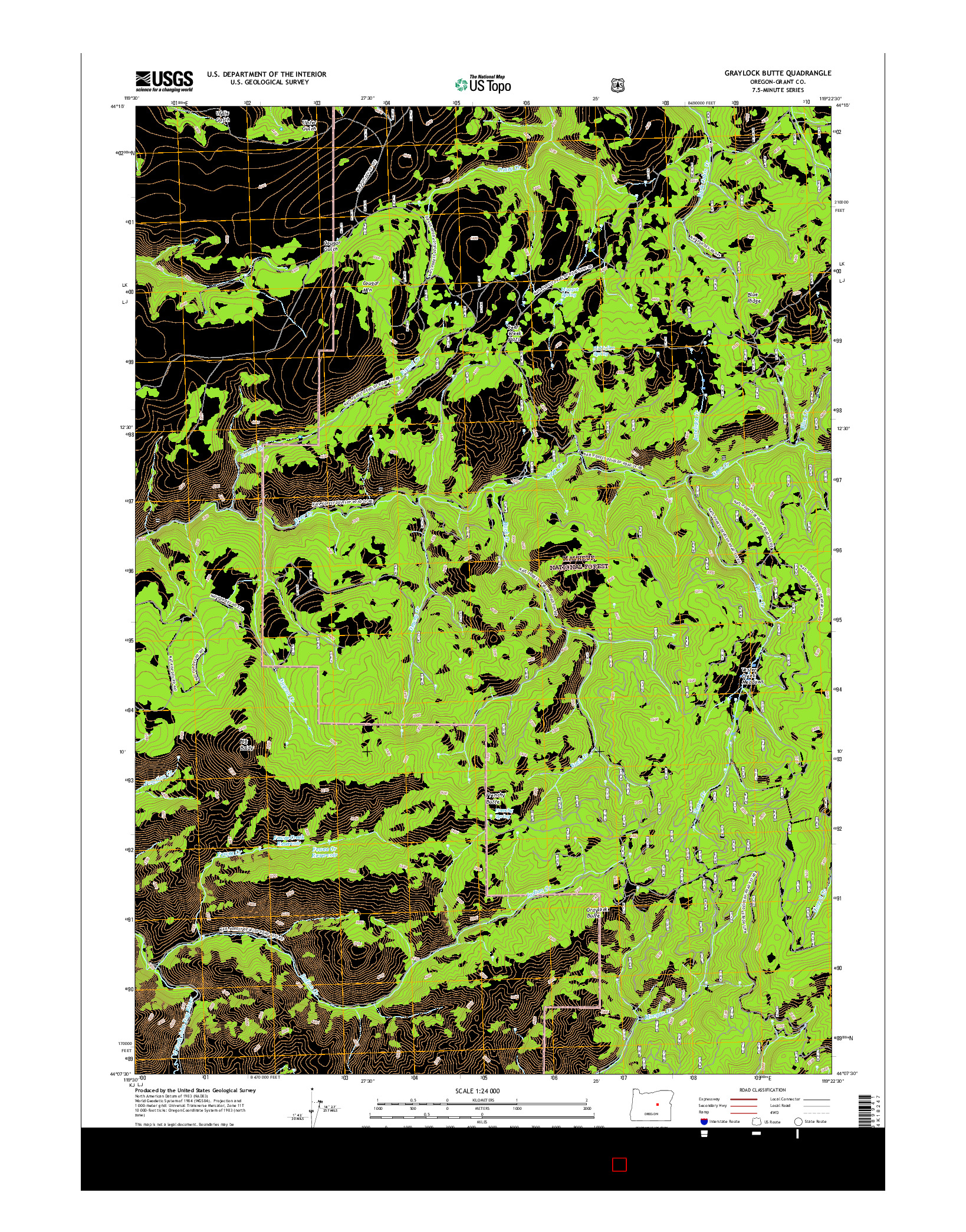 USGS US TOPO 7.5-MINUTE MAP FOR GRAYLOCK BUTTE, OR 2017