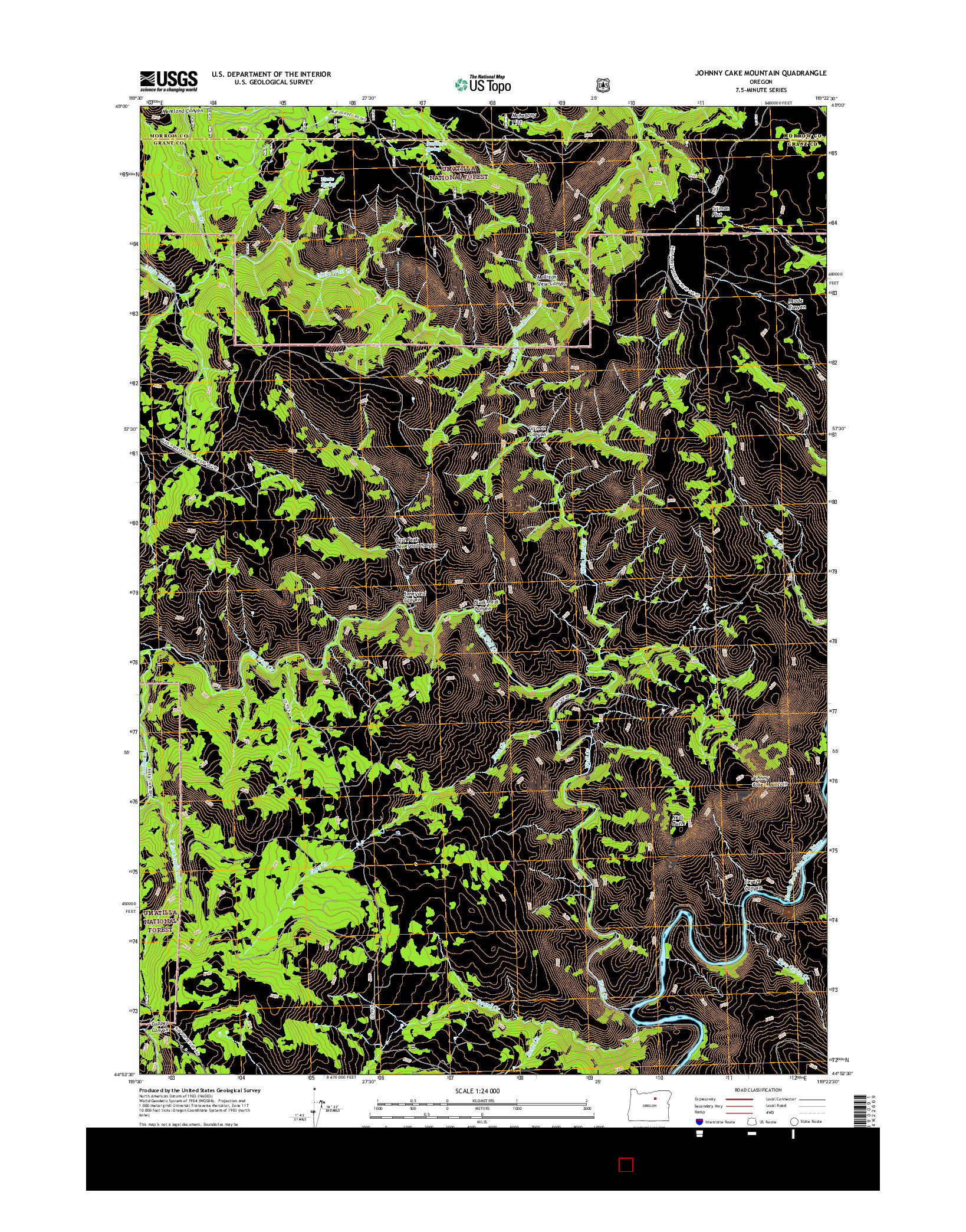 USGS US TOPO 7.5-MINUTE MAP FOR JOHNNY CAKE MOUNTAIN, OR 2017