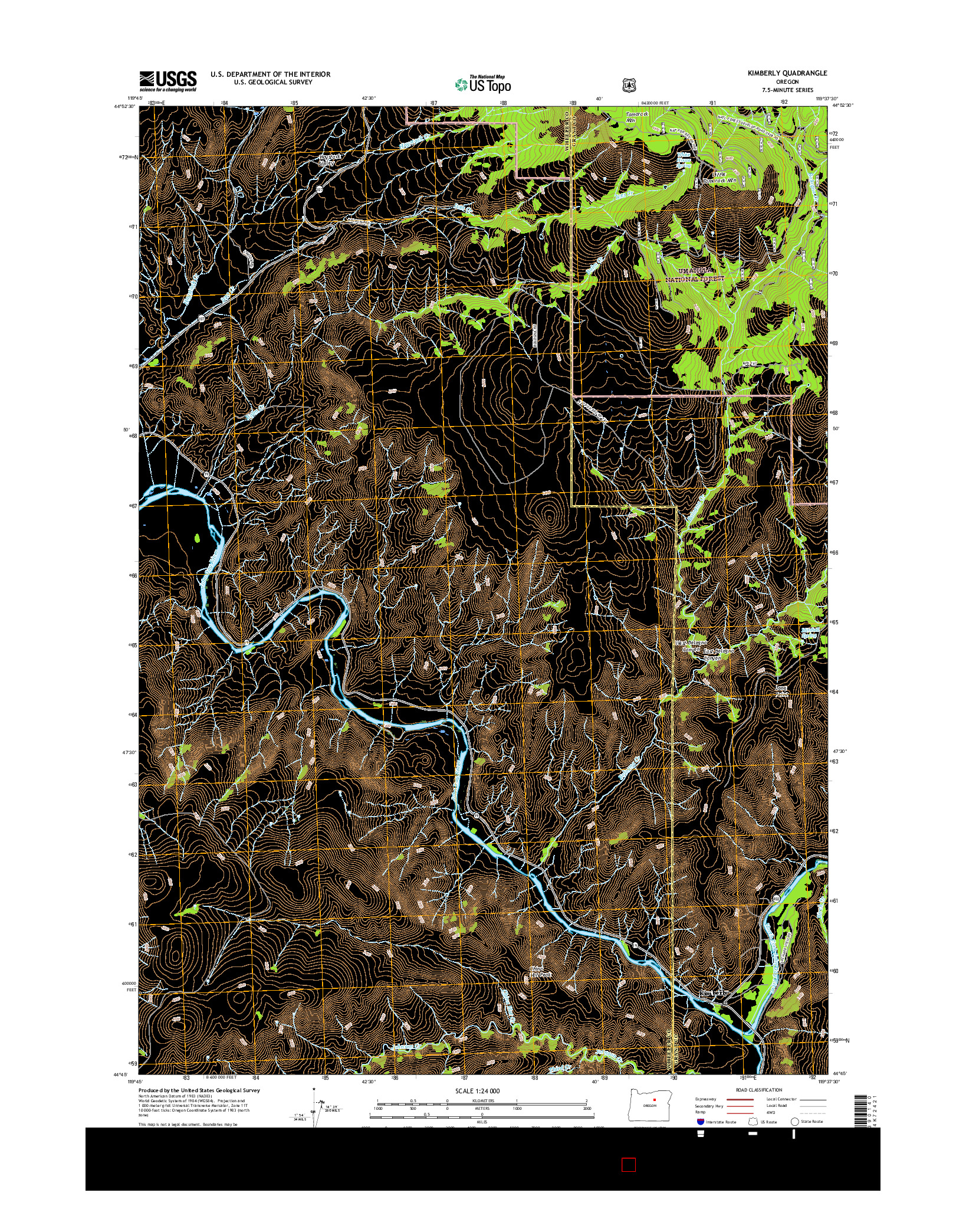 USGS US TOPO 7.5-MINUTE MAP FOR KIMBERLY, OR 2017