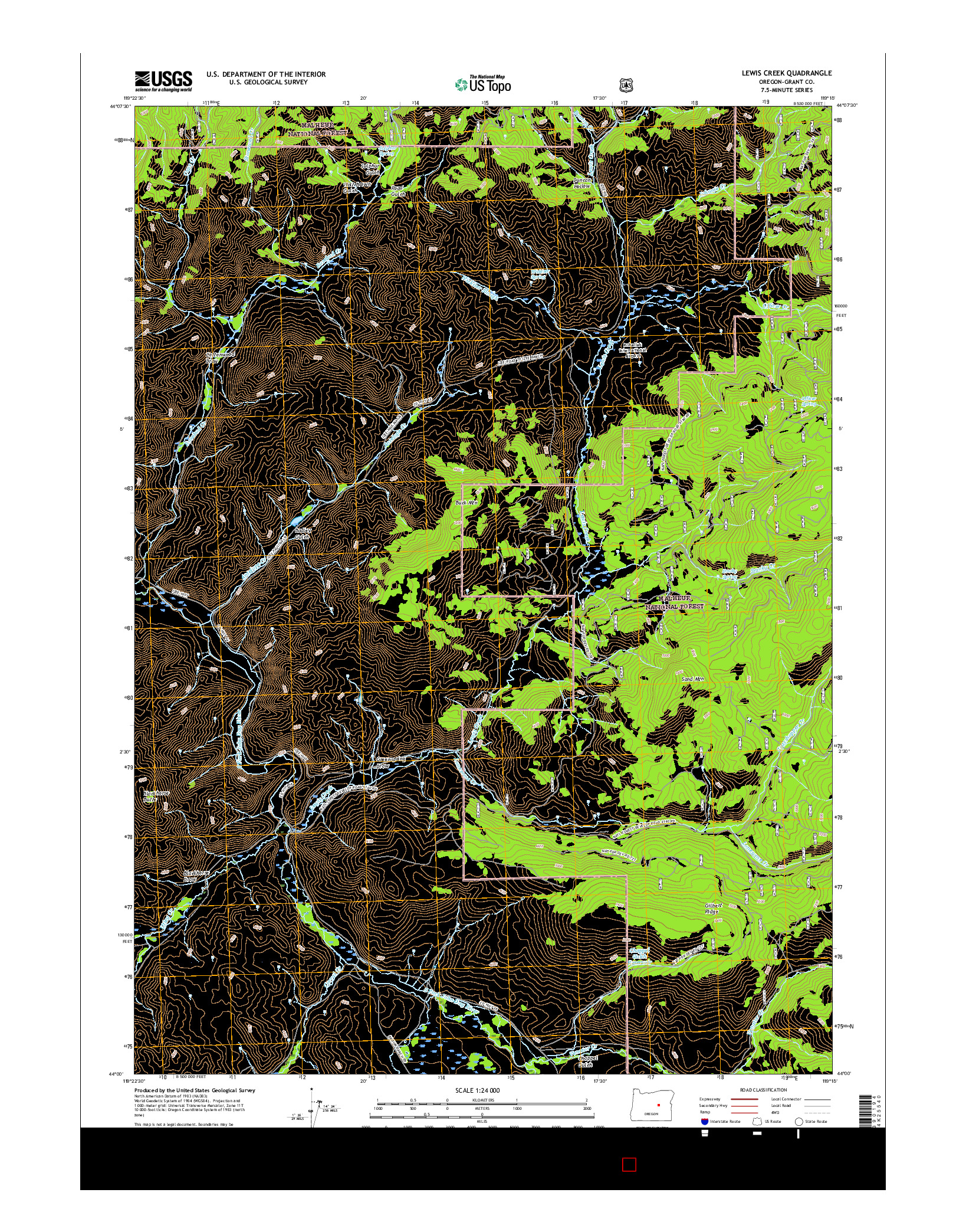 USGS US TOPO 7.5-MINUTE MAP FOR LEWIS CREEK, OR 2017