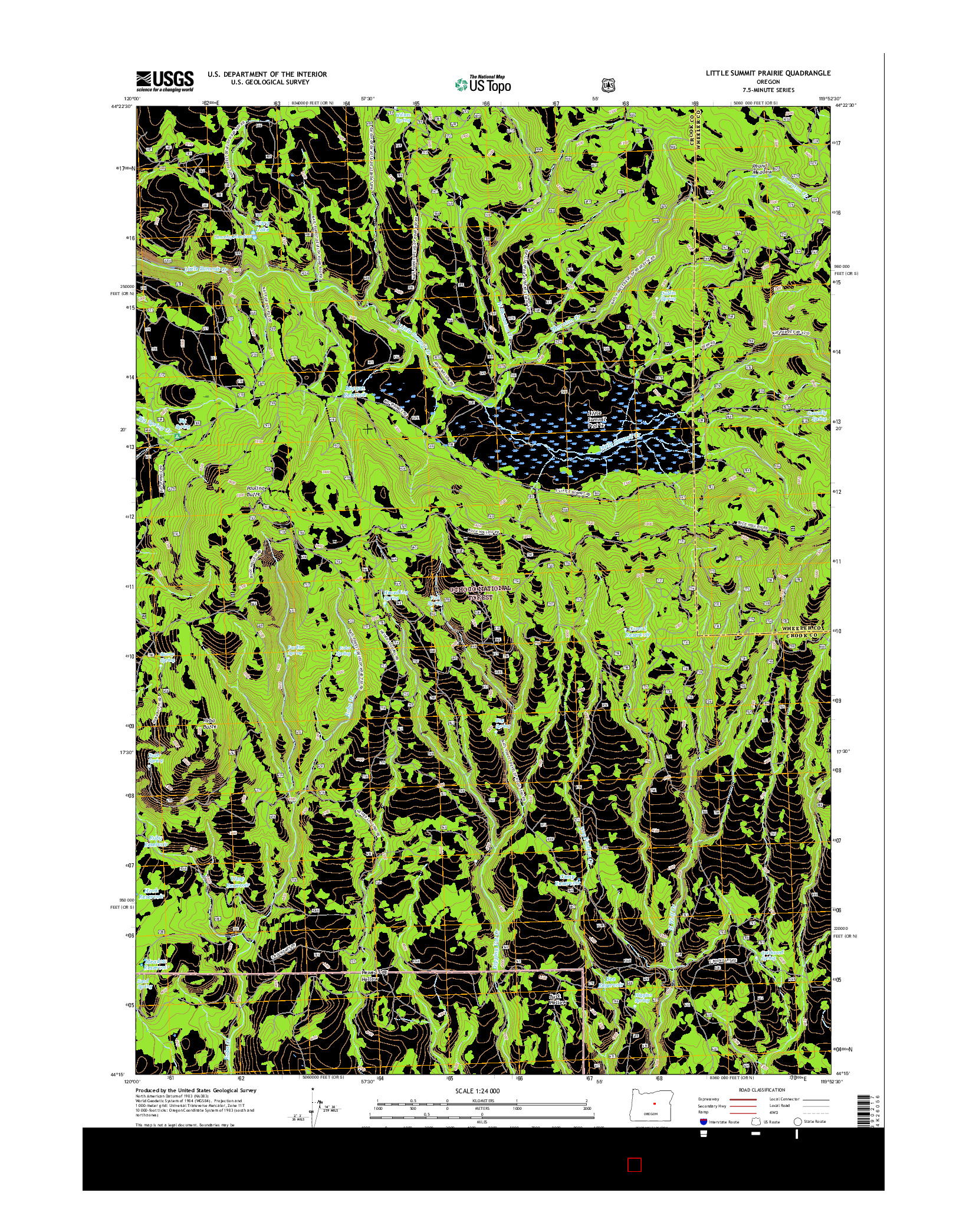 USGS US TOPO 7.5-MINUTE MAP FOR LITTLE SUMMIT PRAIRIE, OR 2017