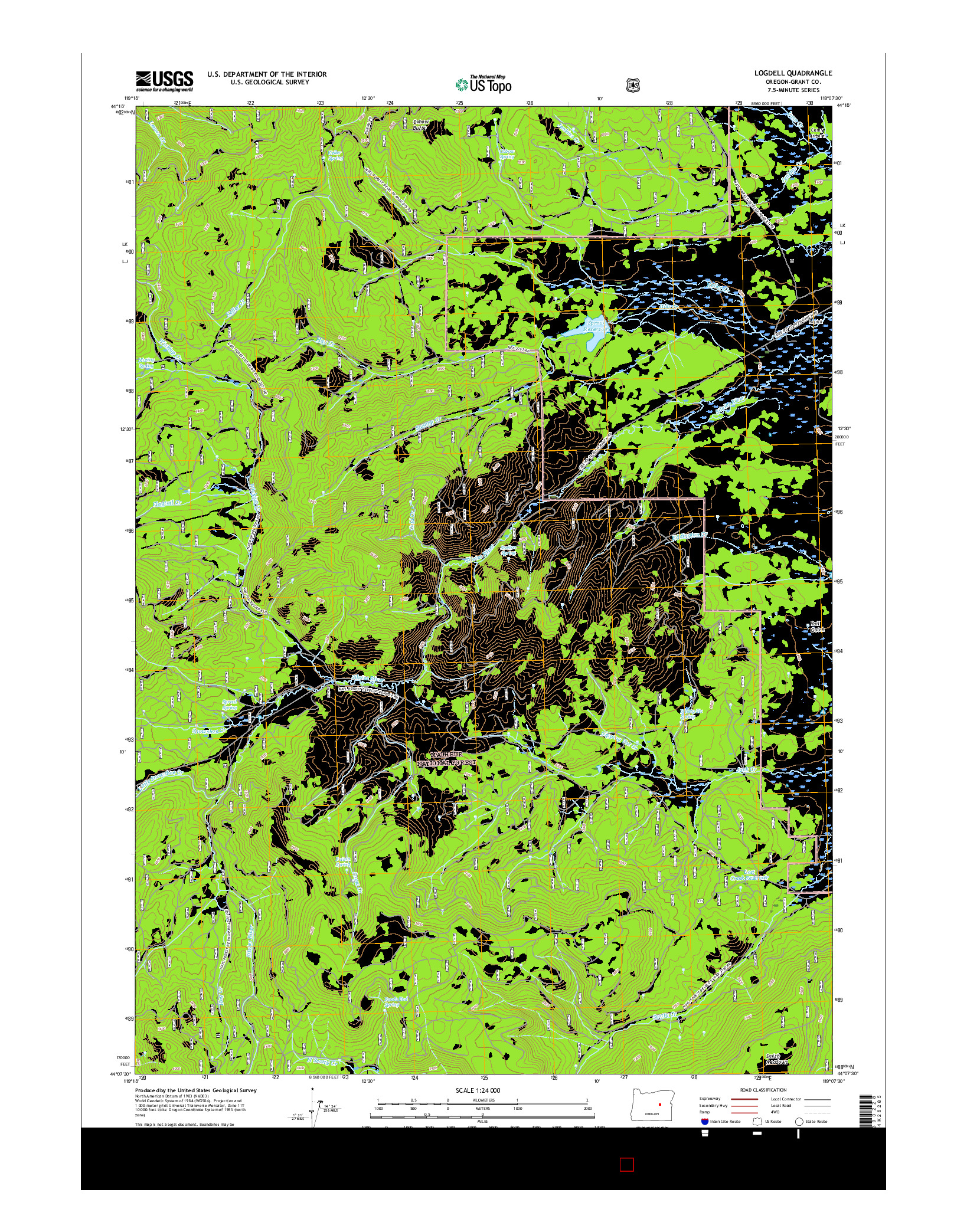 USGS US TOPO 7.5-MINUTE MAP FOR LOGDELL, OR 2017