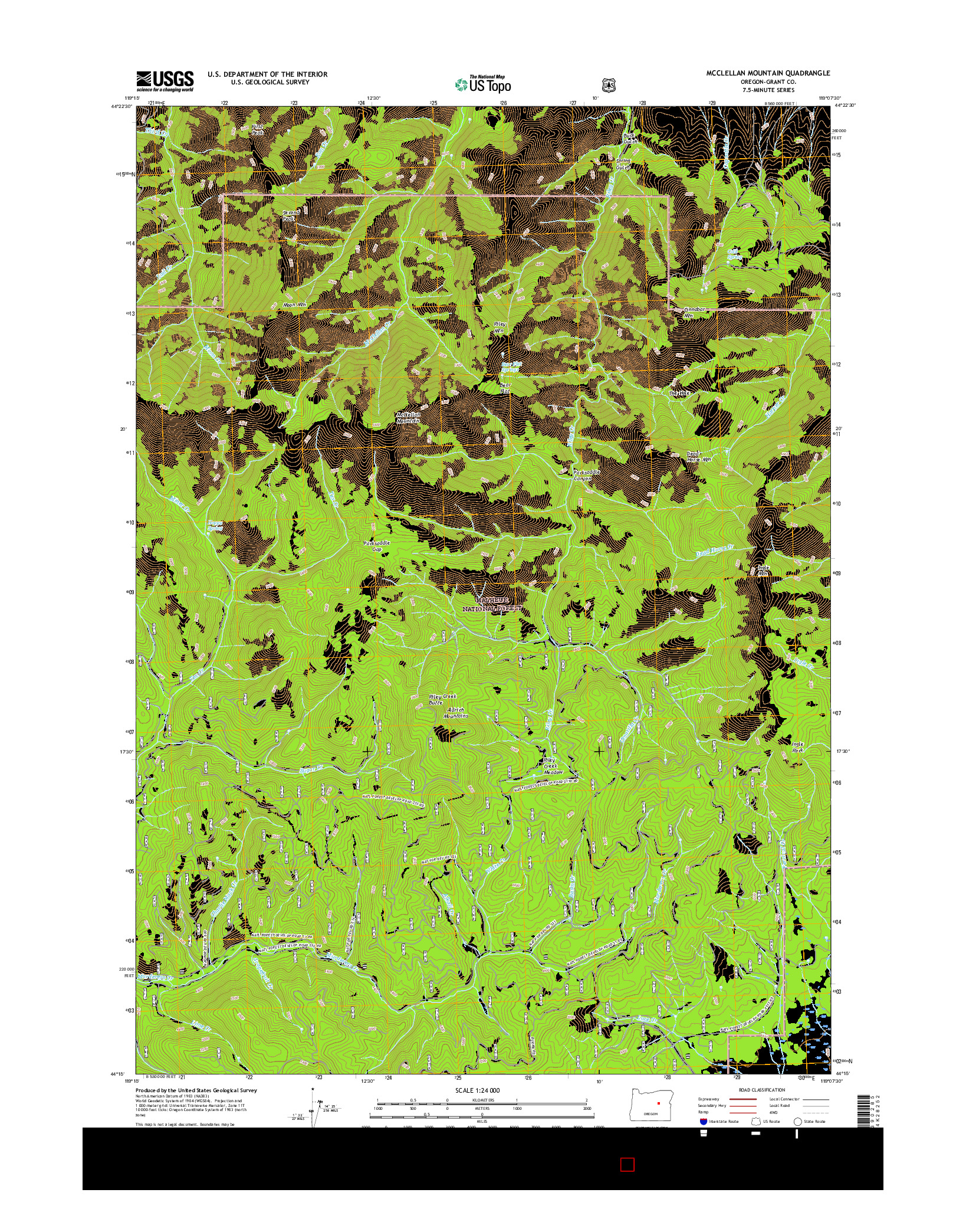 USGS US TOPO 7.5-MINUTE MAP FOR MCCLELLAN MOUNTAIN, OR 2017