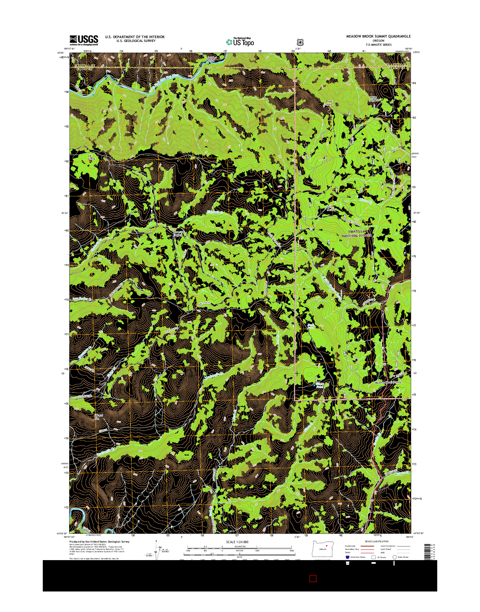 USGS US TOPO 7.5-MINUTE MAP FOR MEADOW BROOK SUMMIT, OR 2017