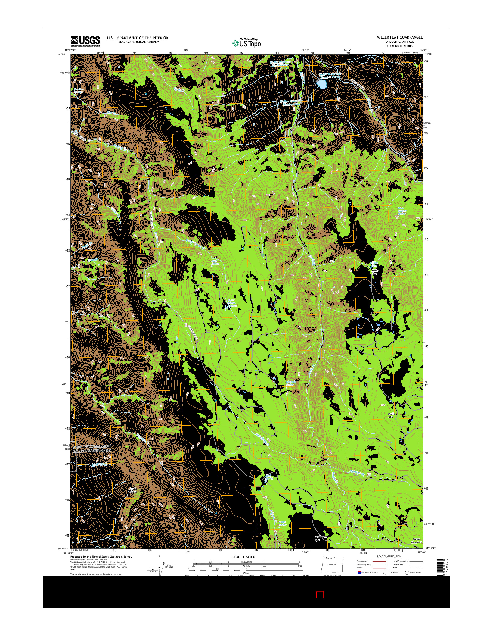 USGS US TOPO 7.5-MINUTE MAP FOR MILLER FLAT, OR 2017