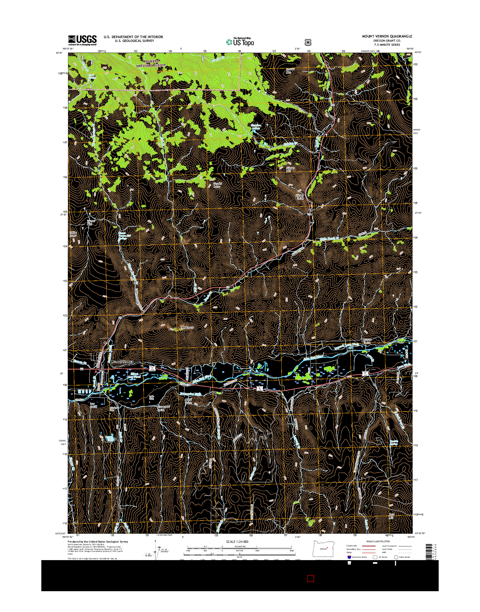 USGS US TOPO 7.5-MINUTE MAP FOR MOUNT VERNON, OR 2017