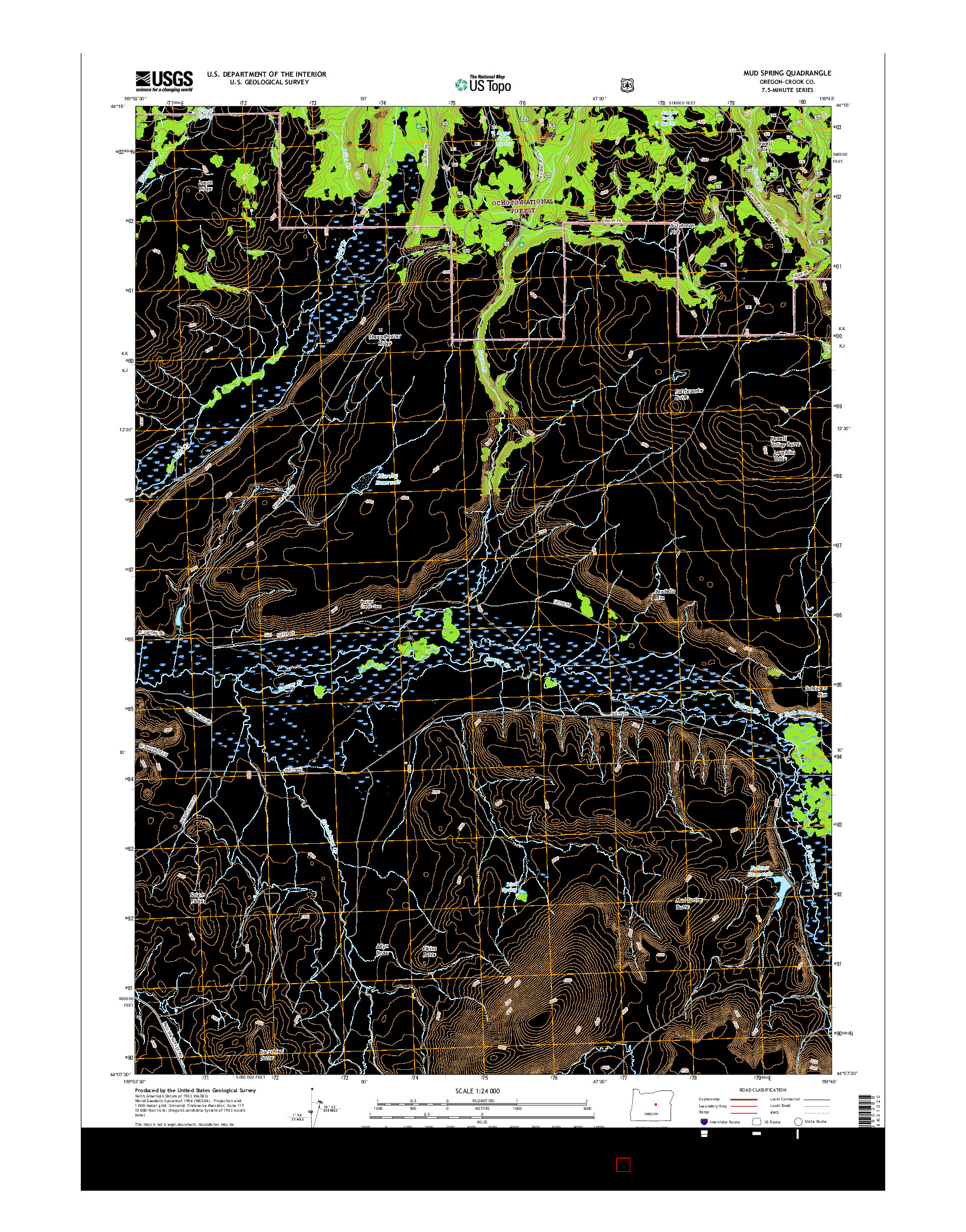 USGS US TOPO 7.5-MINUTE MAP FOR MUD SPRING, OR 2017