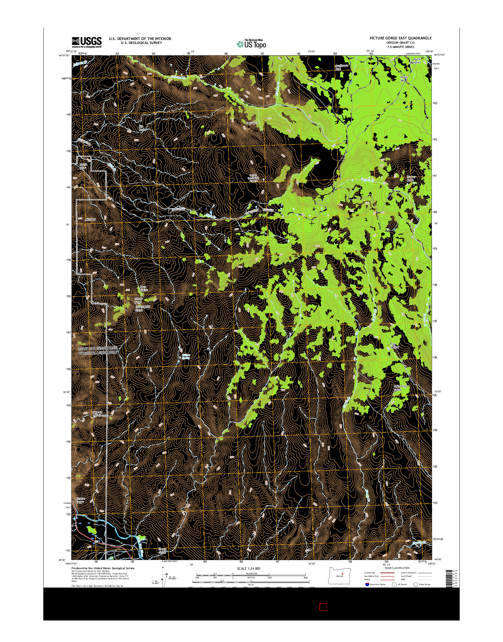 USGS US TOPO 7.5-MINUTE MAP FOR PICTURE GORGE EAST, OR 2017