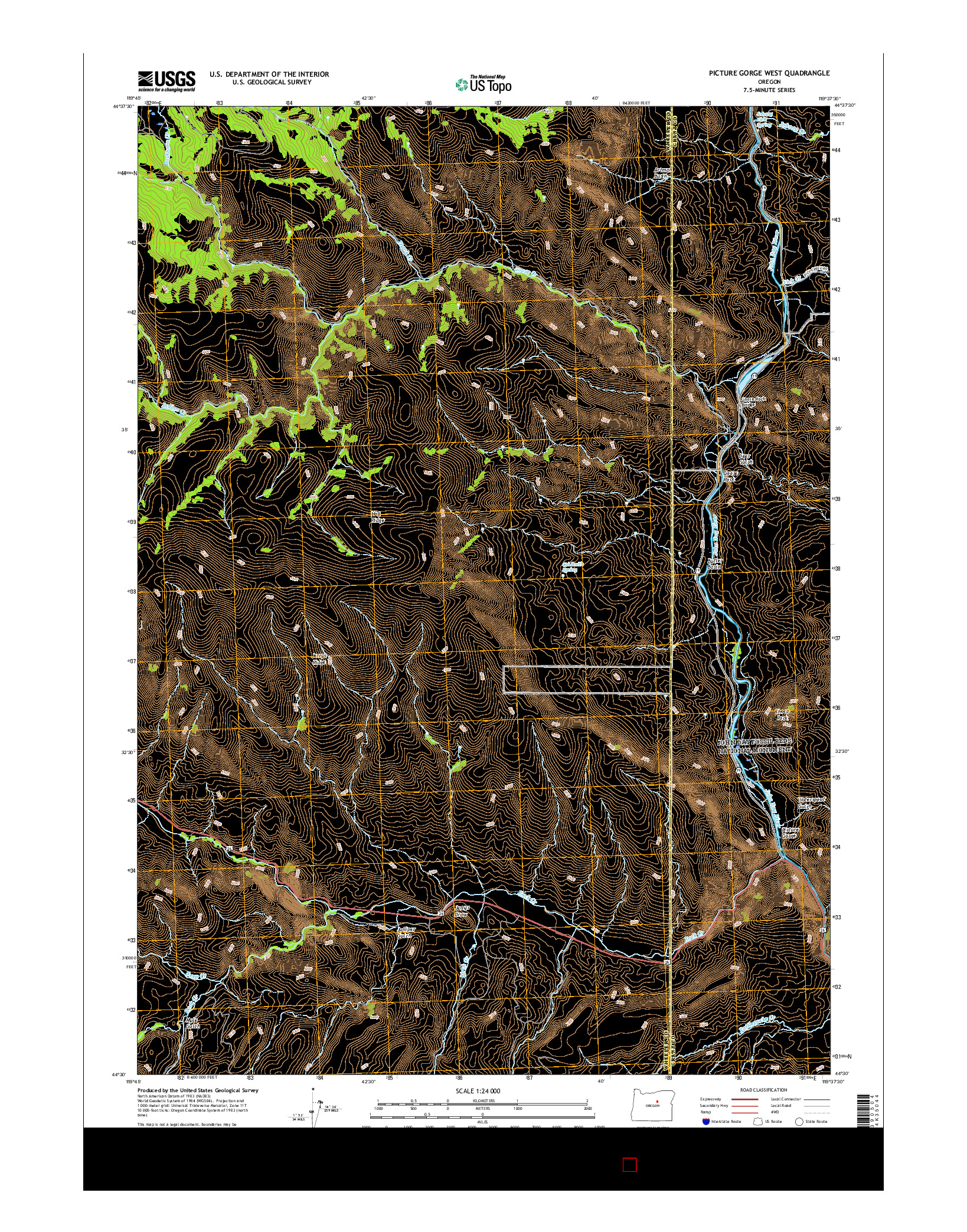 USGS US TOPO 7.5-MINUTE MAP FOR PICTURE GORGE WEST, OR 2017