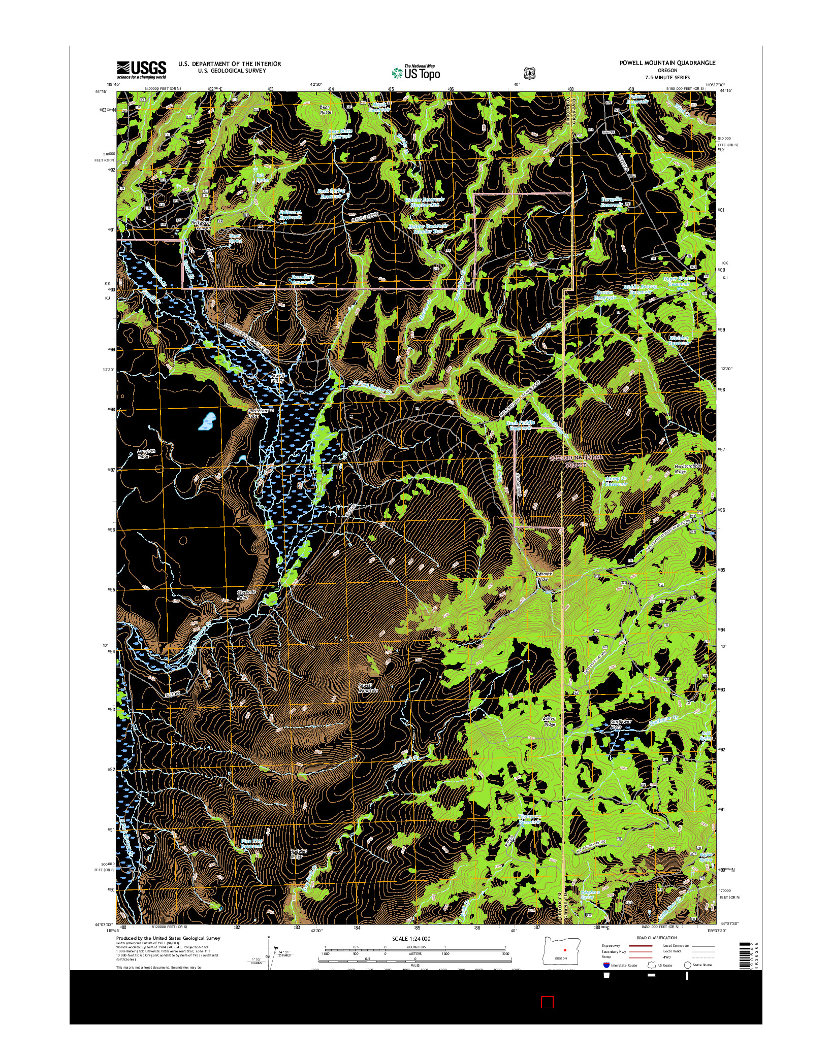 USGS US TOPO 7.5-MINUTE MAP FOR POWELL MOUNTAIN, OR 2017