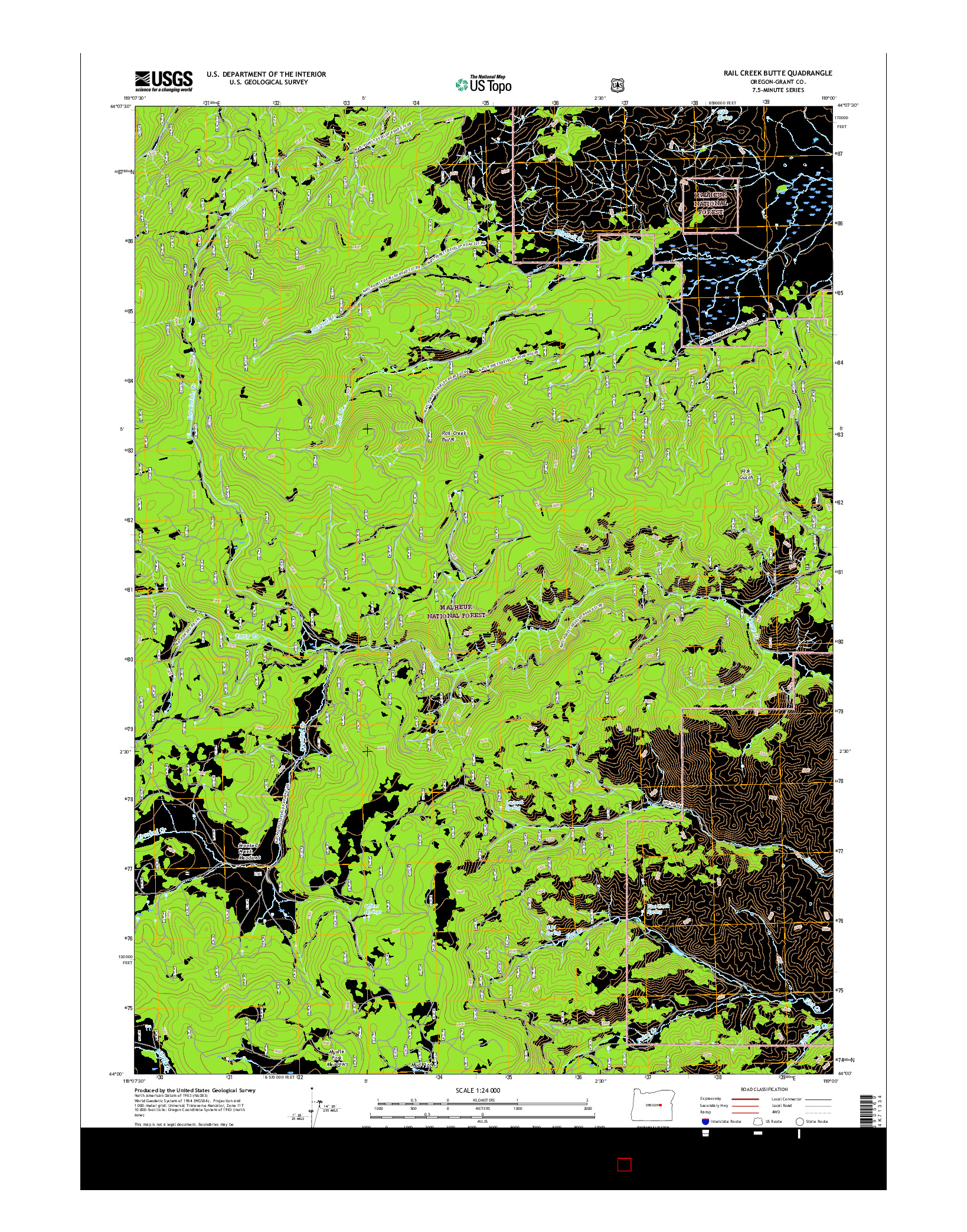 USGS US TOPO 7.5-MINUTE MAP FOR RAIL CREEK BUTTE, OR 2017