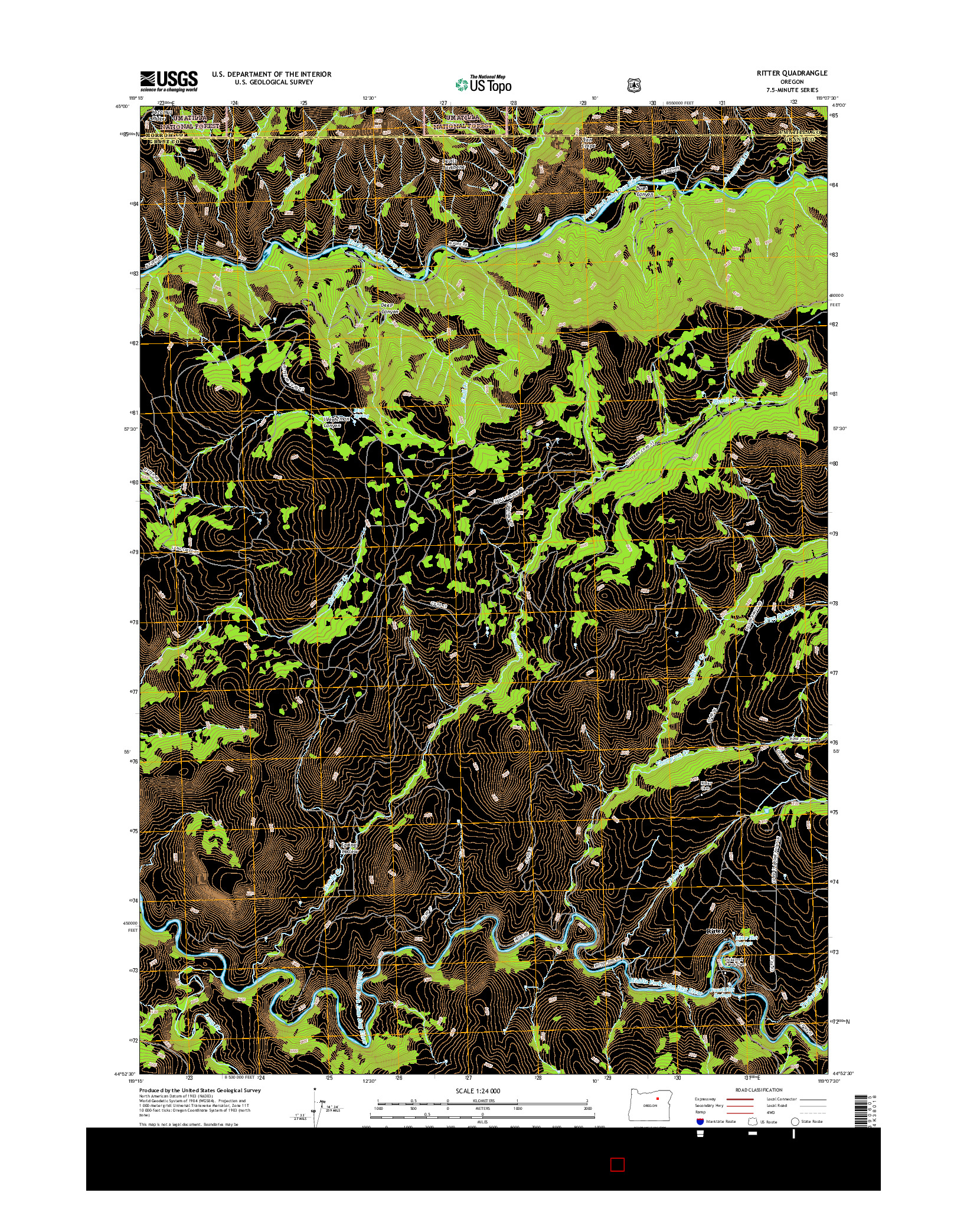 USGS US TOPO 7.5-MINUTE MAP FOR RITTER, OR 2017