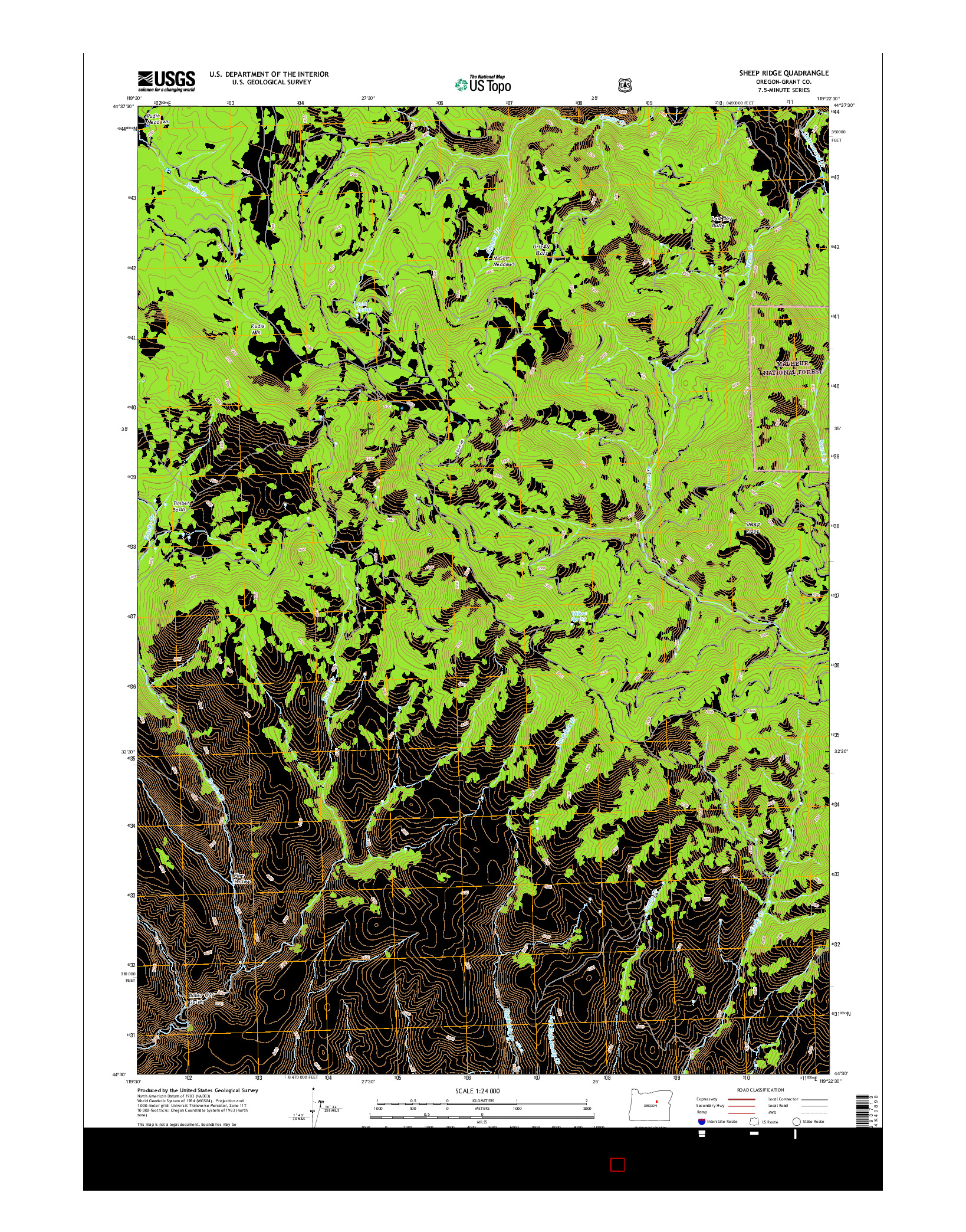 USGS US TOPO 7.5-MINUTE MAP FOR SHEEP RIDGE, OR 2017