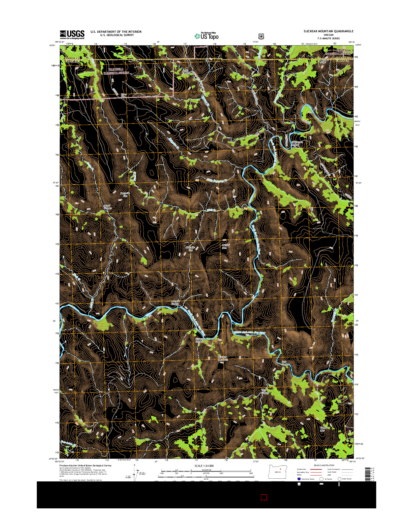 USGS US TOPO 7.5-MINUTE MAP FOR SLICKEAR MOUNTAIN, OR 2017