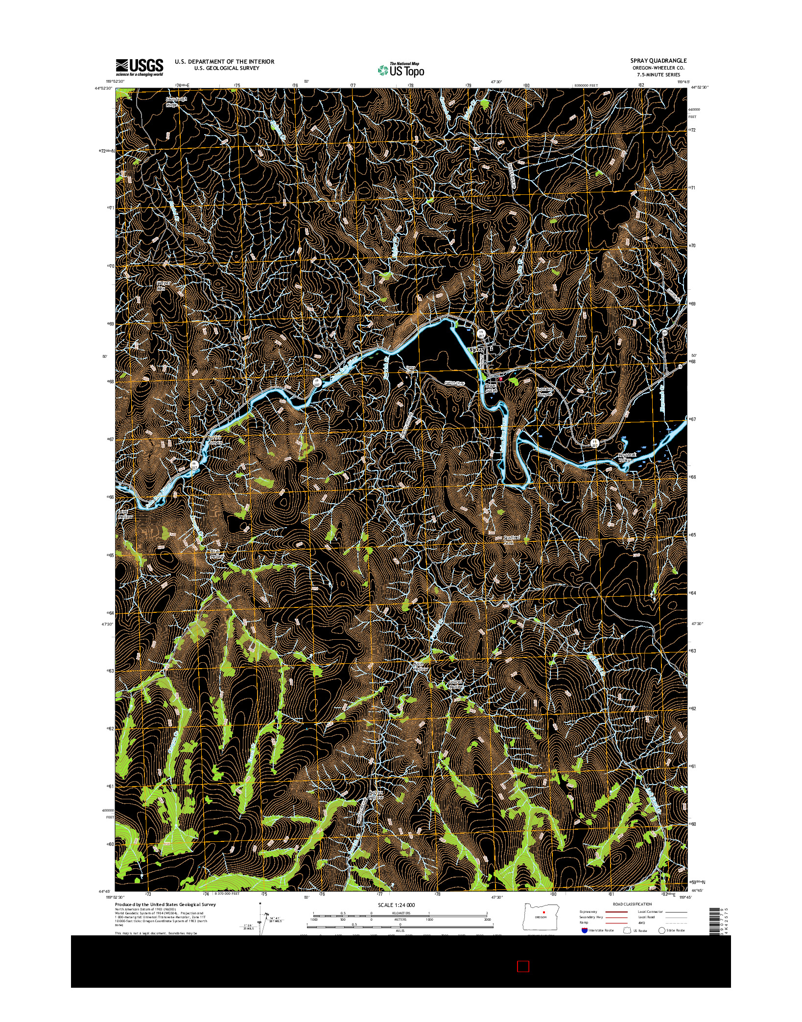 USGS US TOPO 7.5-MINUTE MAP FOR SPRAY, OR 2017