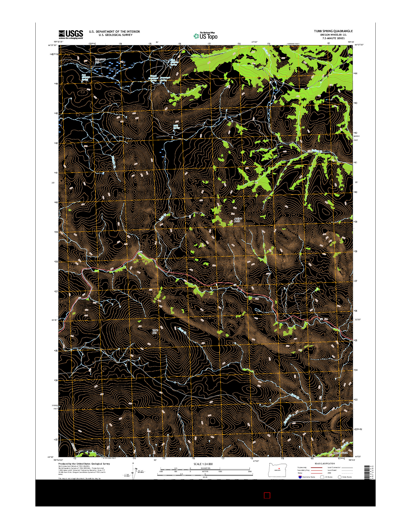 USGS US TOPO 7.5-MINUTE MAP FOR TUBB SPRING, OR 2017