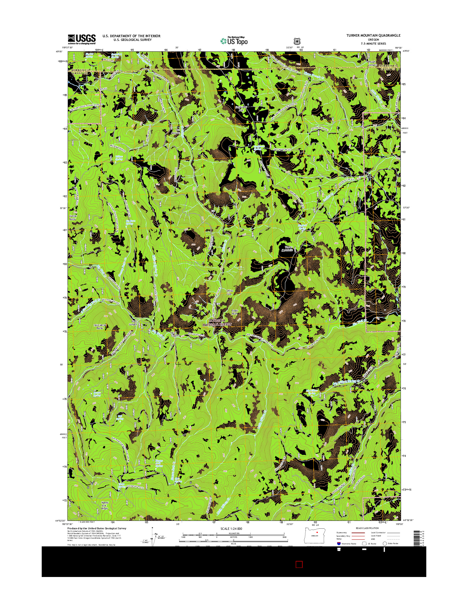 USGS US TOPO 7.5-MINUTE MAP FOR TURNER MOUNTAIN, OR 2017