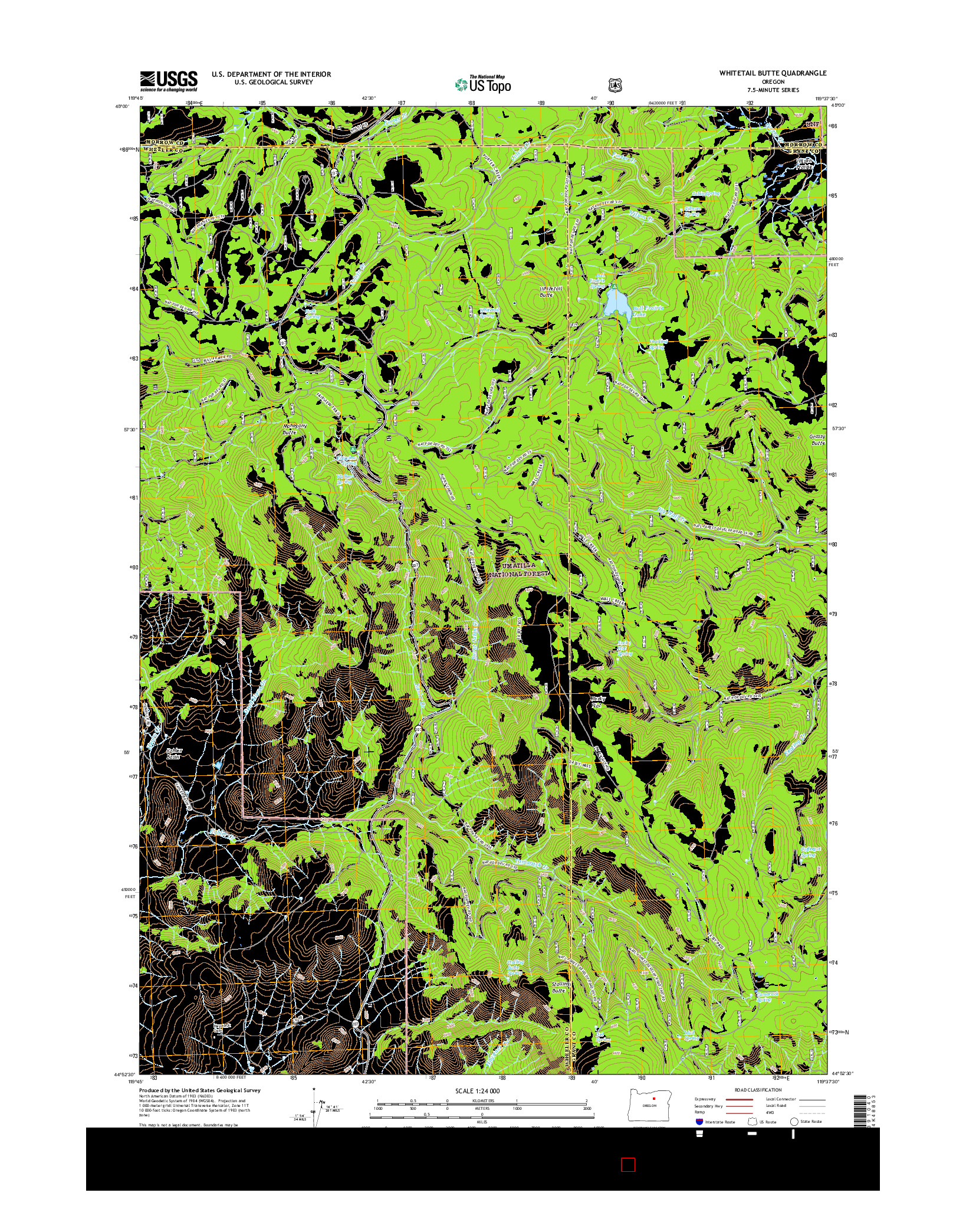 USGS US TOPO 7.5-MINUTE MAP FOR WHITETAIL BUTTE, OR 2017