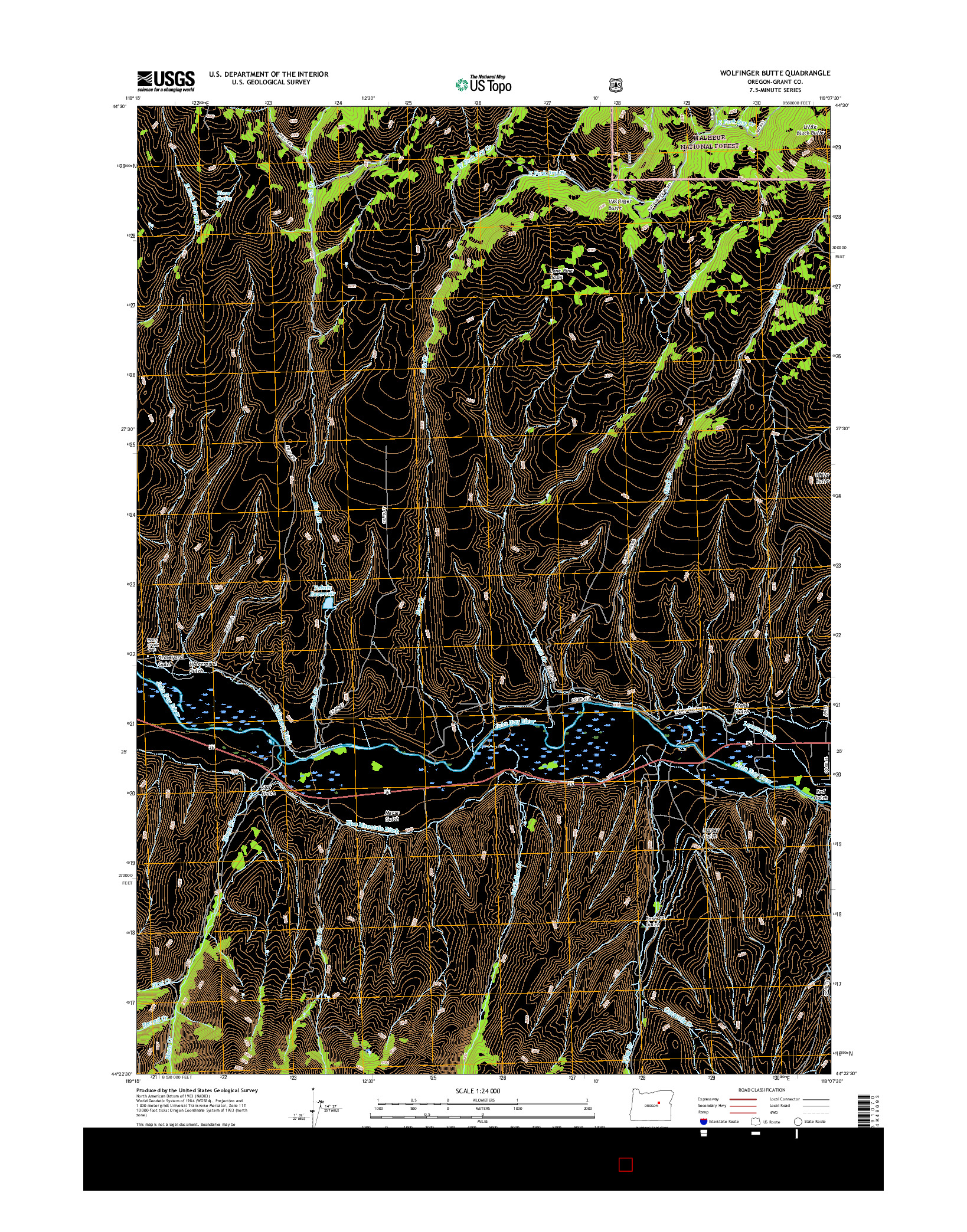 USGS US TOPO 7.5-MINUTE MAP FOR WOLFINGER BUTTE, OR 2017