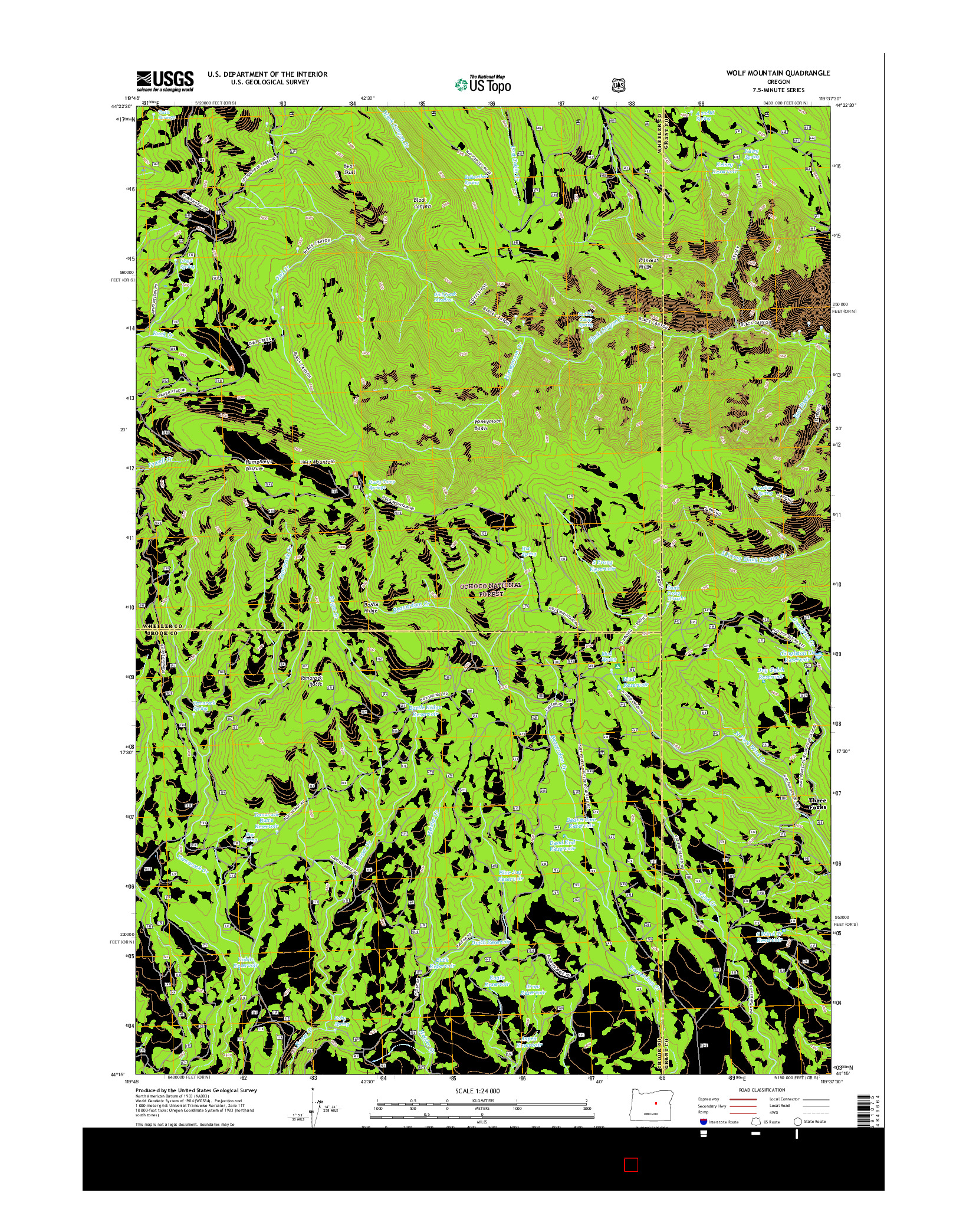 USGS US TOPO 7.5-MINUTE MAP FOR WOLF MOUNTAIN, OR 2017